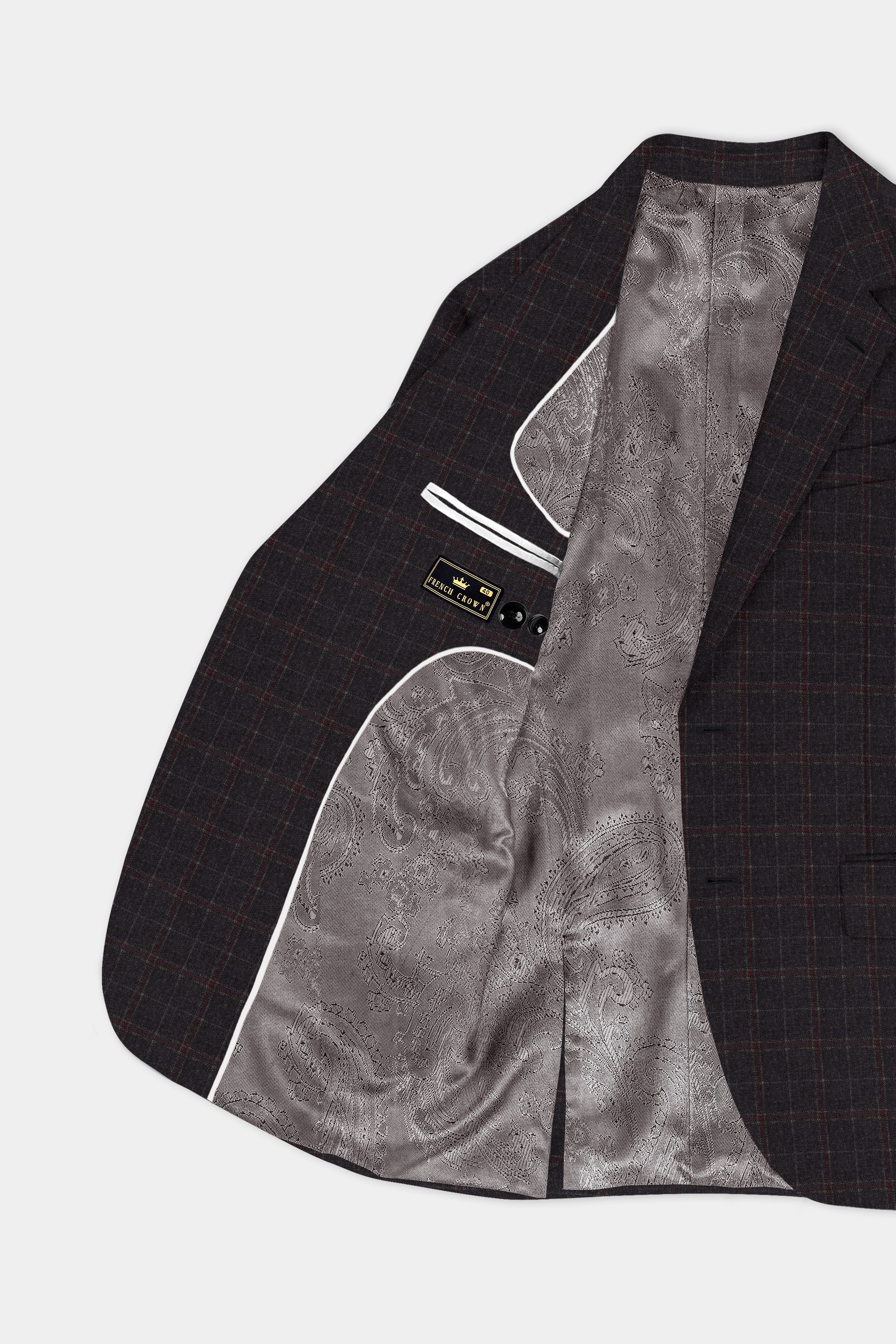 Apollo-Zeus Brown Plaid Tweed Single Breasted Blazer