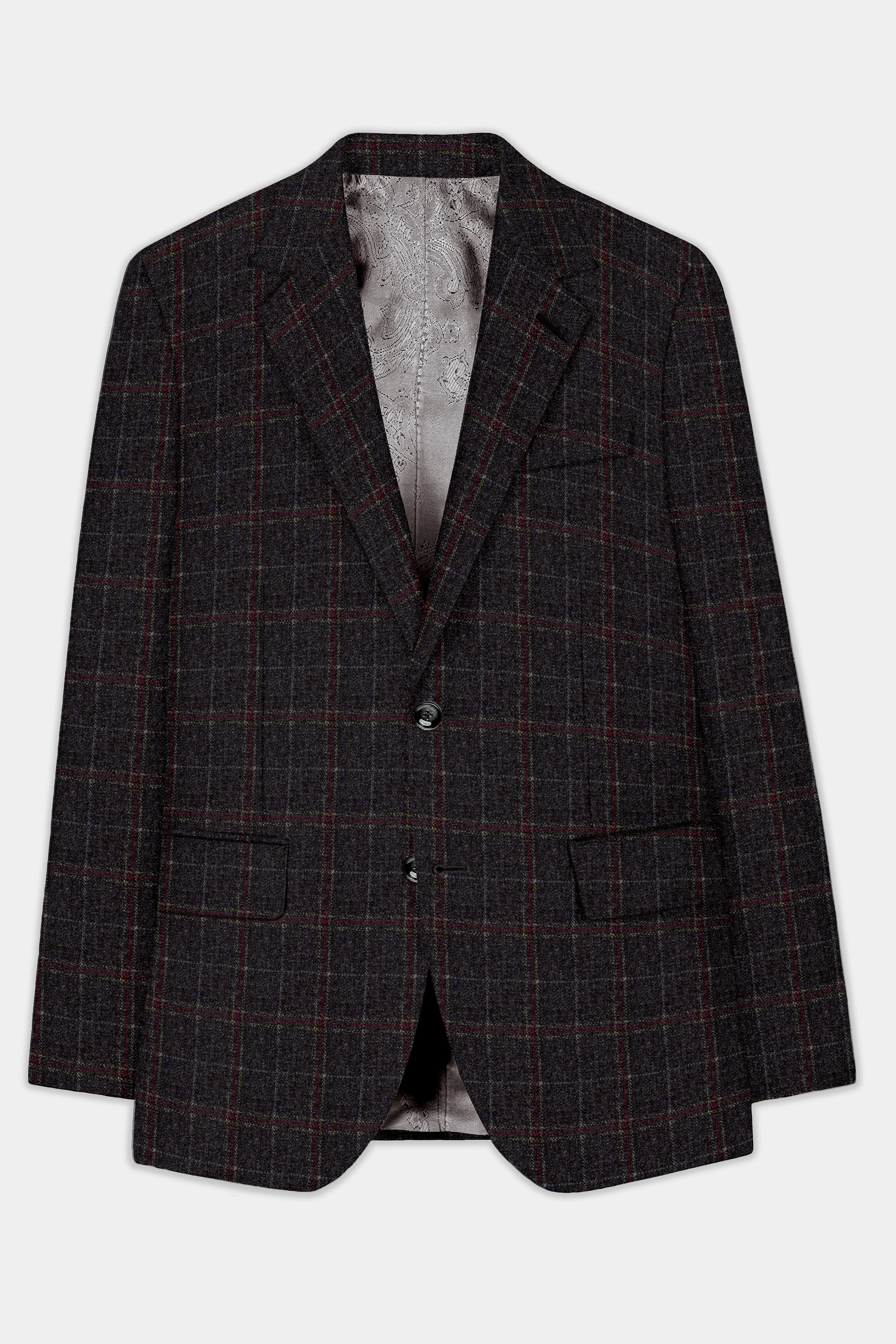 Apollo-Zeus Brown Plaid Tweed Single Breasted Blazer