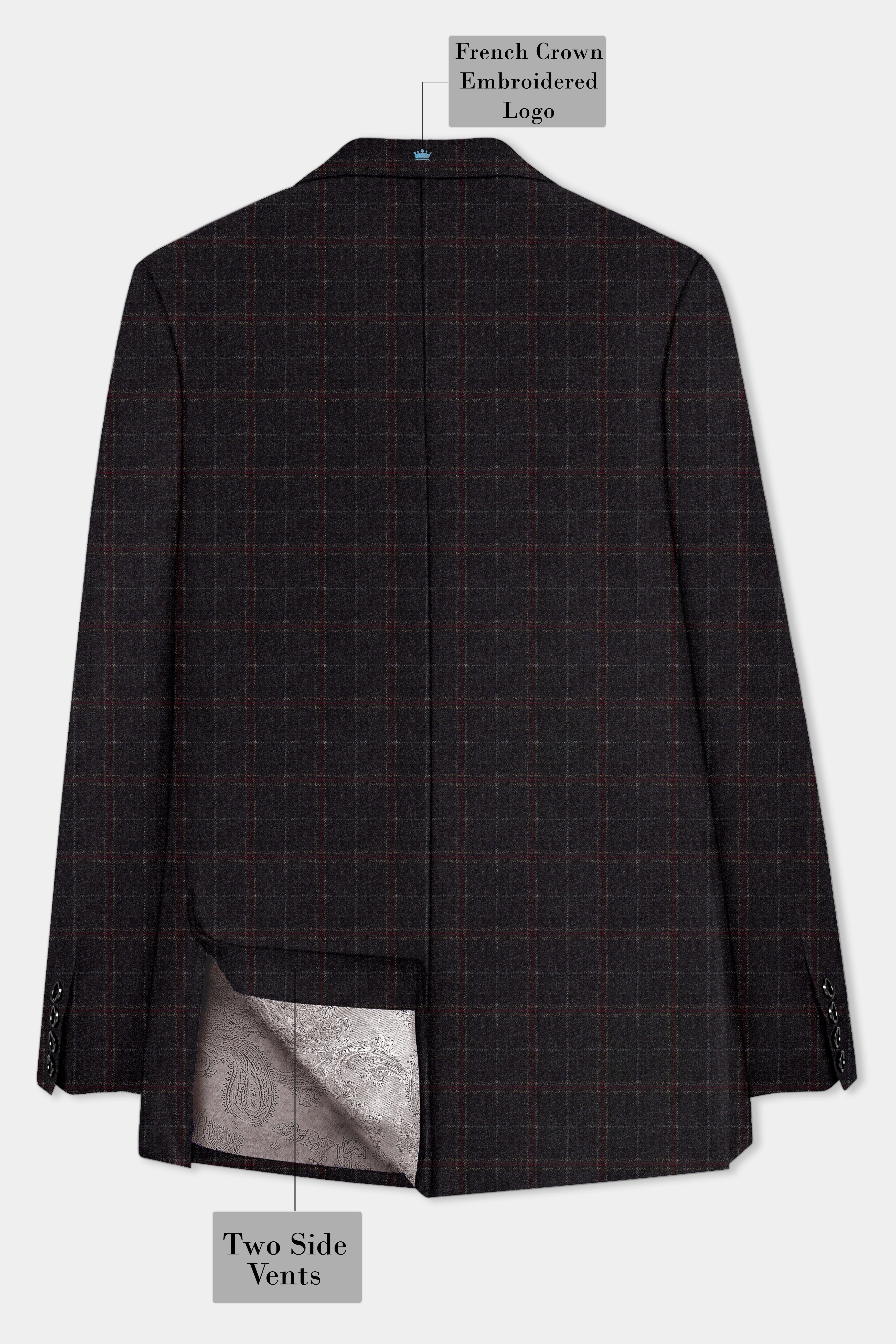 Apollo-Zeus Brown Plaid Tweed Single Breasted Blazer