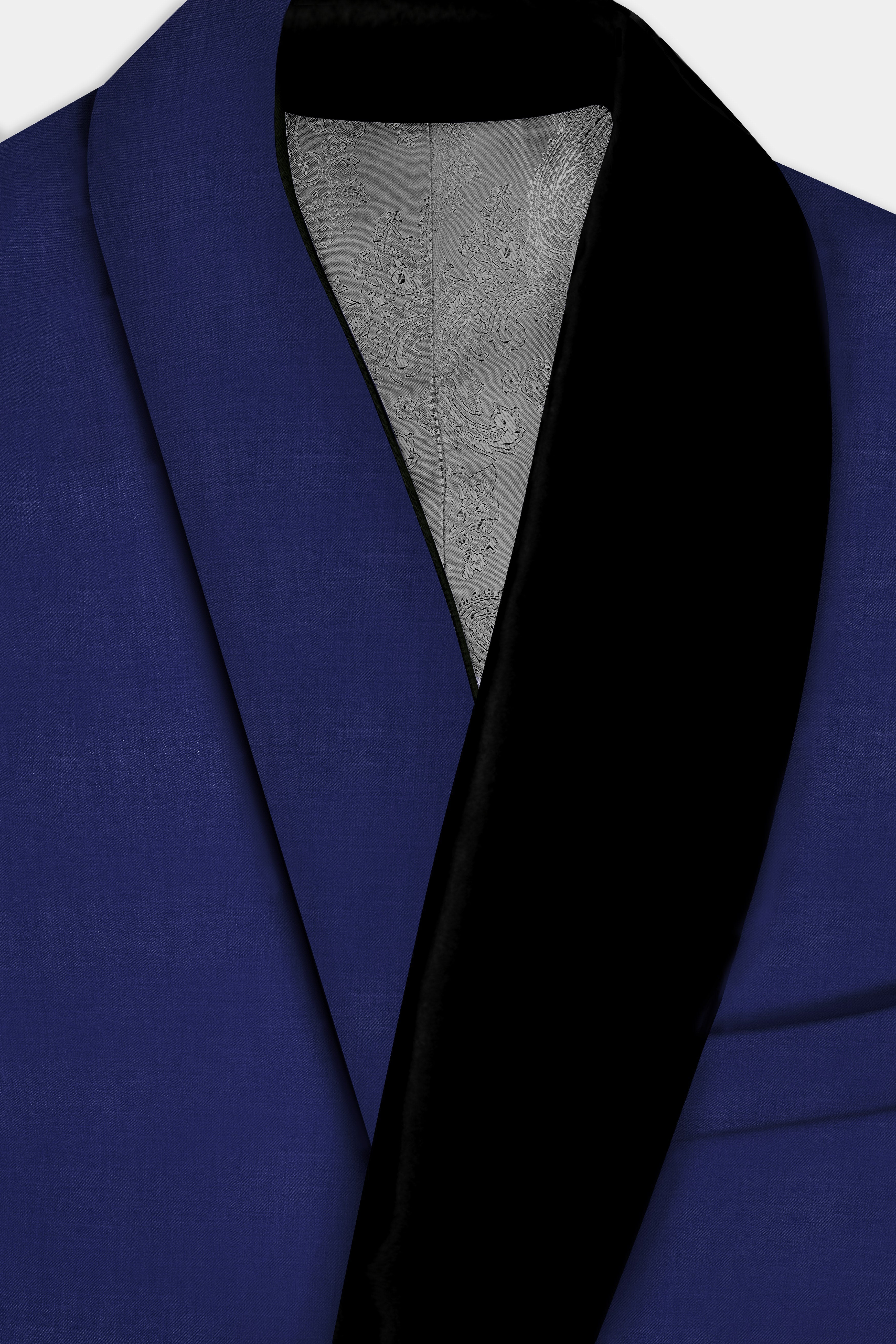 Celestia-Blue Solid Wool Rich Tuxedo Slight Stretch Blazer