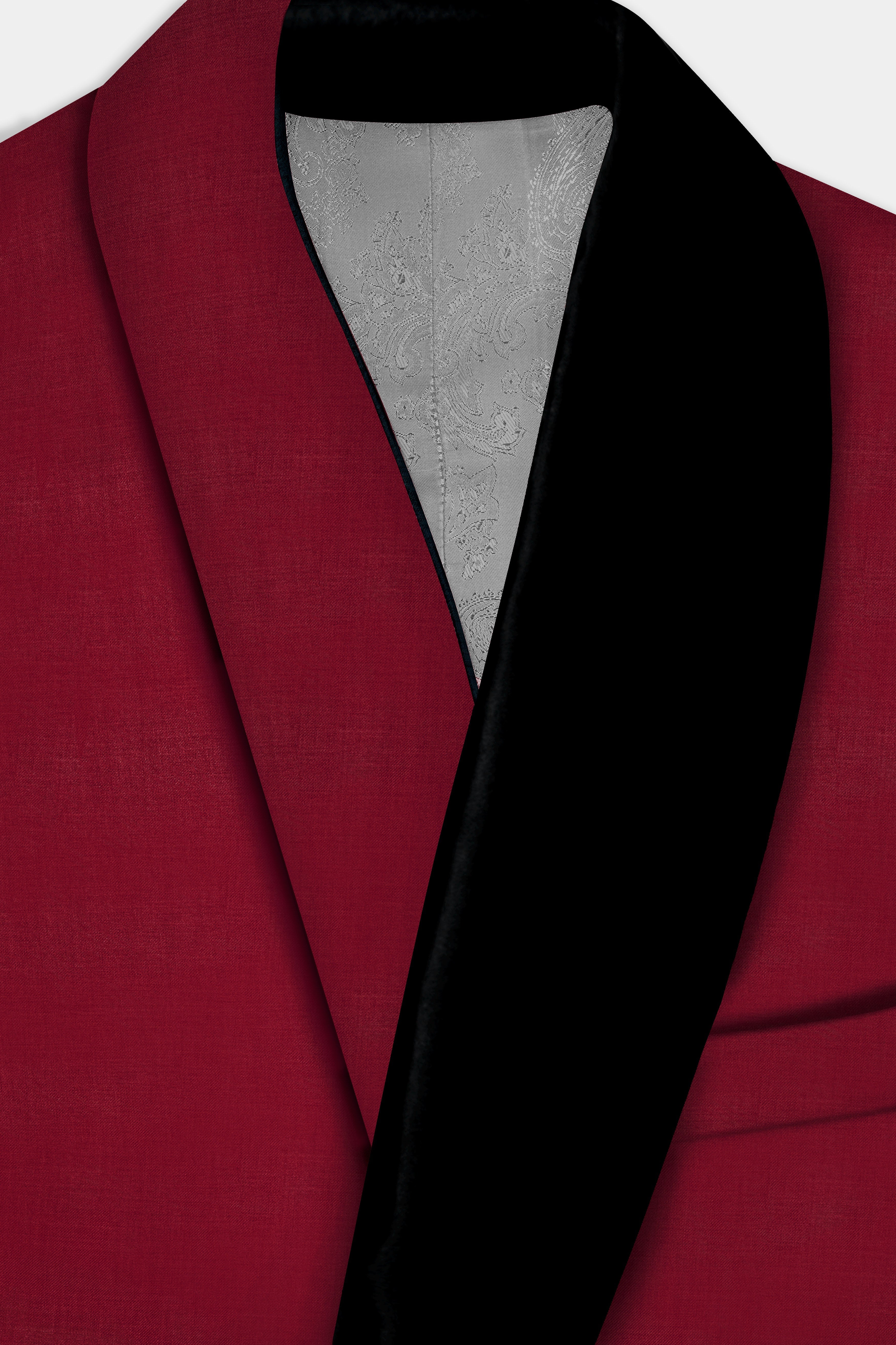 CrimsonAce-Cherry Red Solid Wool Rich Tuxedo Blazer