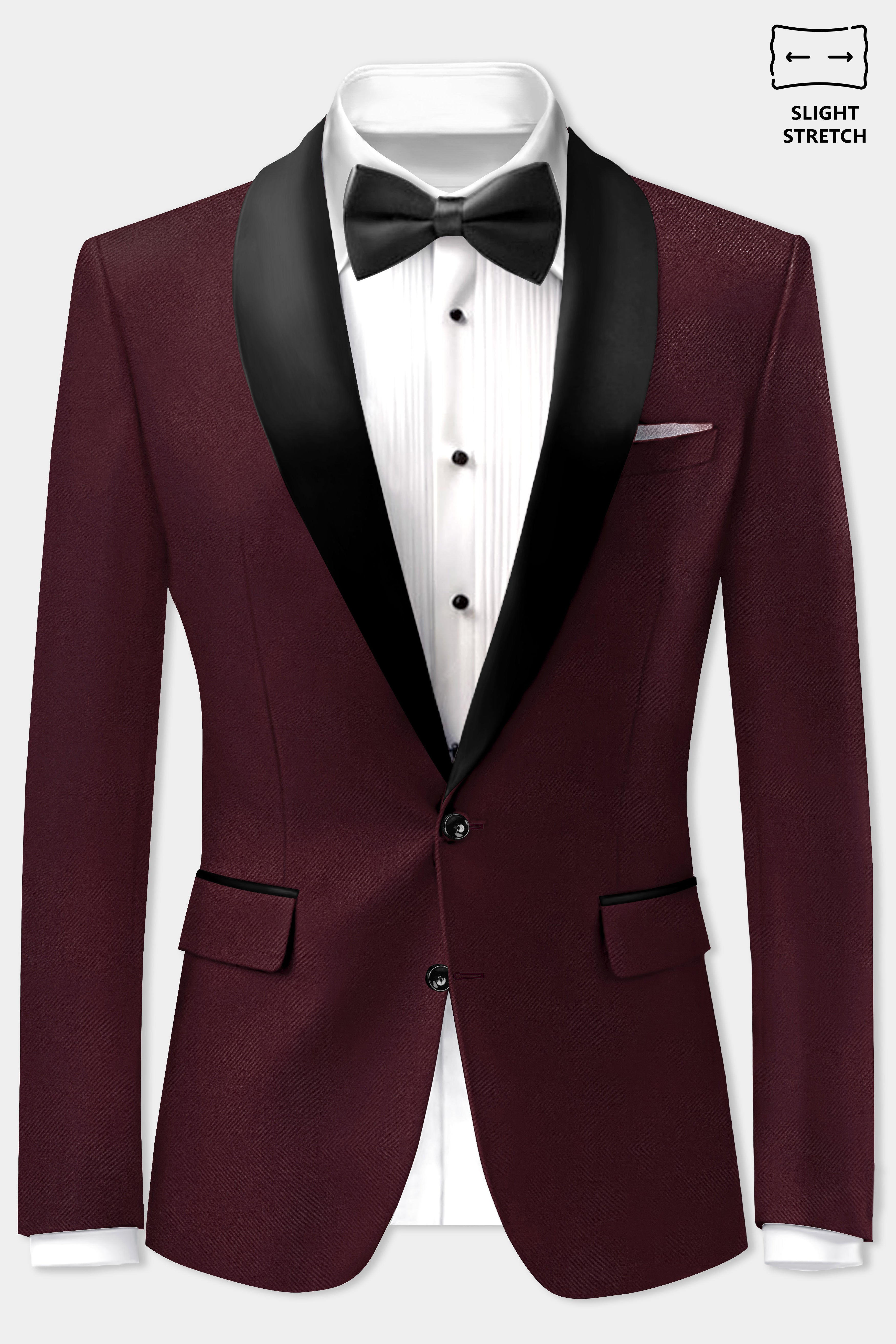 SepiaElite-Tamarind Brown Solid Wool Rich Tuxedo Slight Stretch Blazer