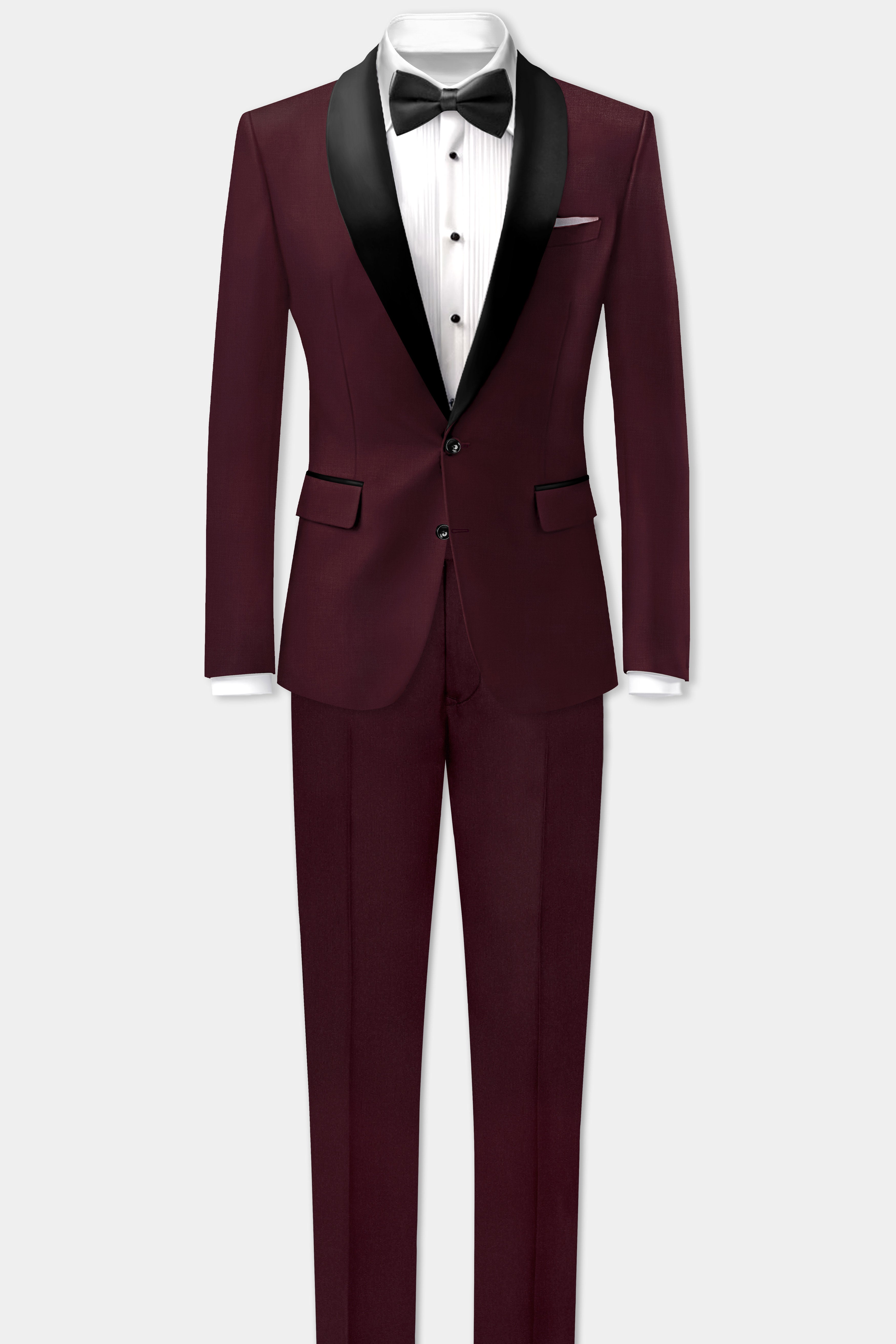 SepiaElite-Tamarind Brown Solid Wool Rich Tuxedo Blazer