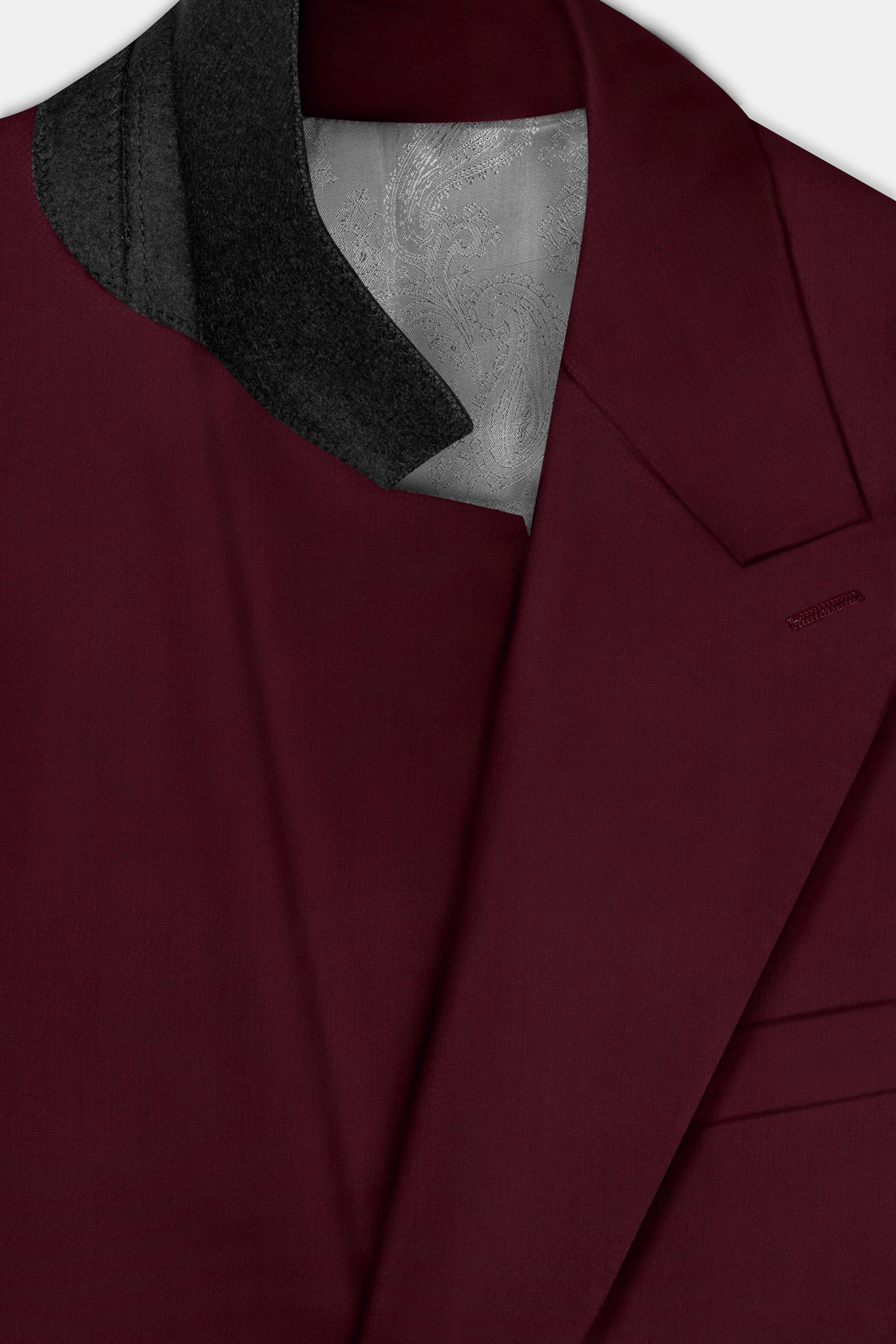 Merlot-Wine Berry Solid Wool Rich Double Breasted Blazer