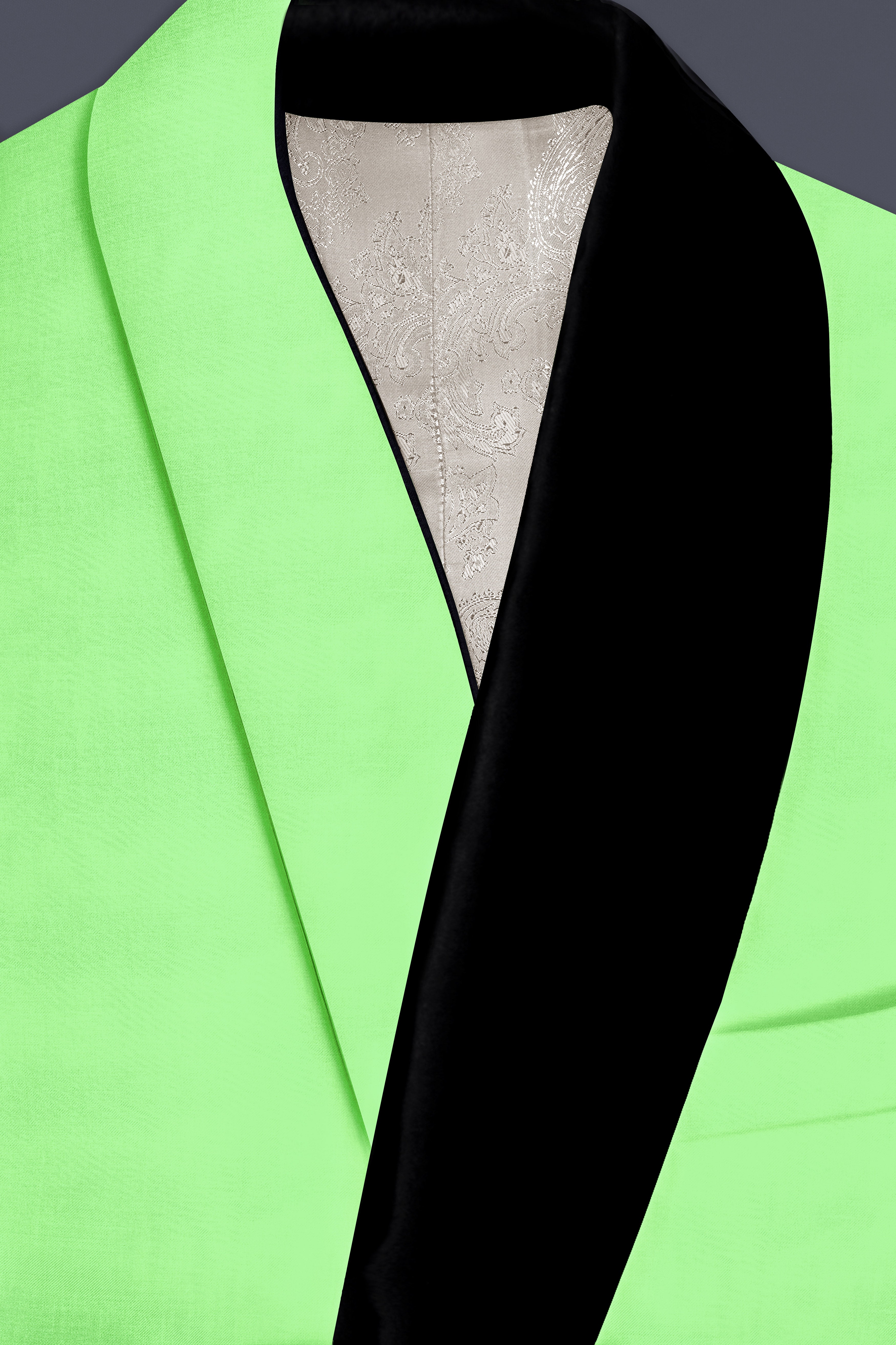 Emerald-Mint Green Solid Wool Rich Tuxedo Slight Stretch Blazer