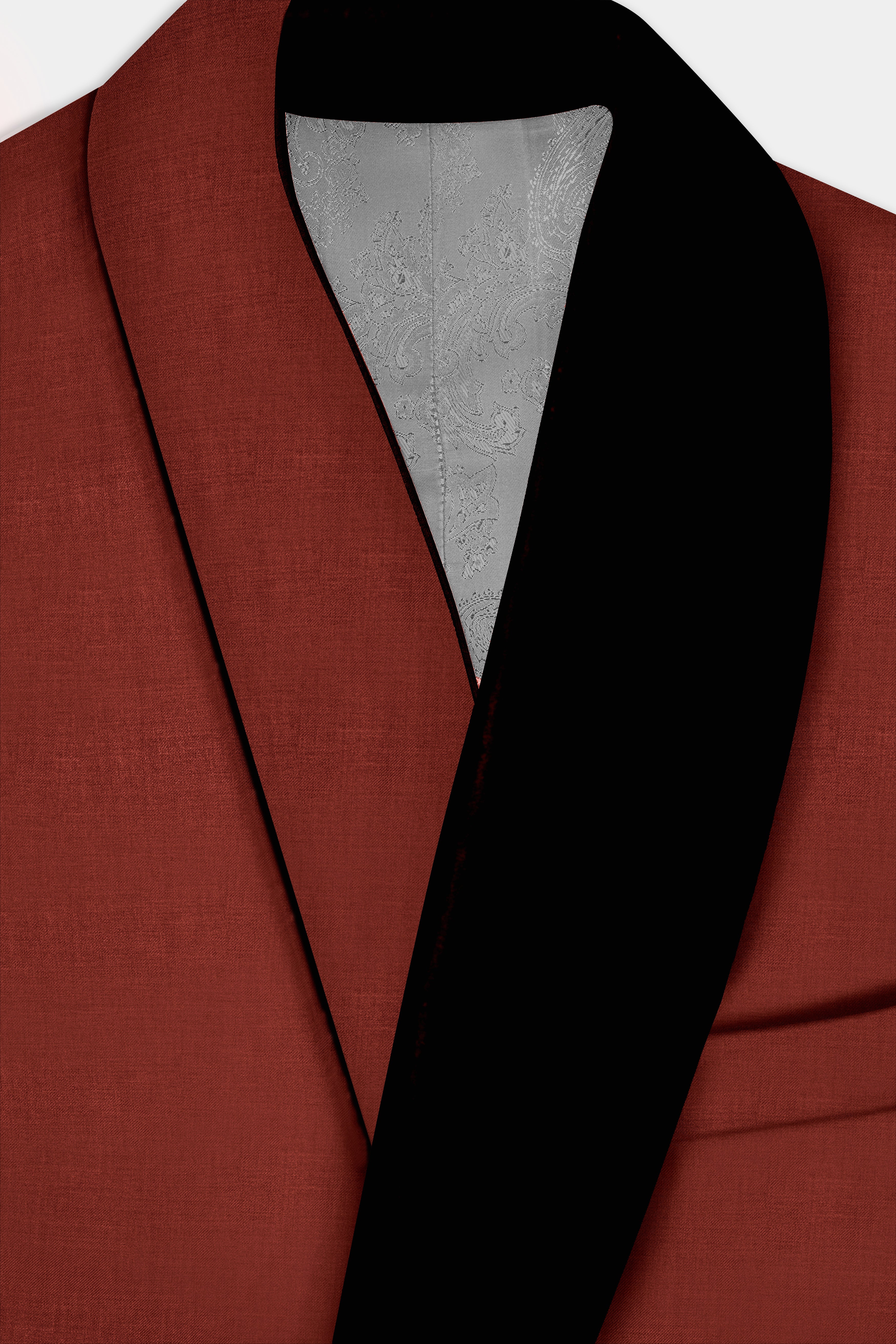 Inferno Rust-Brick Red Solid Wool Rich Tuxedo Slight Stretch Blazer