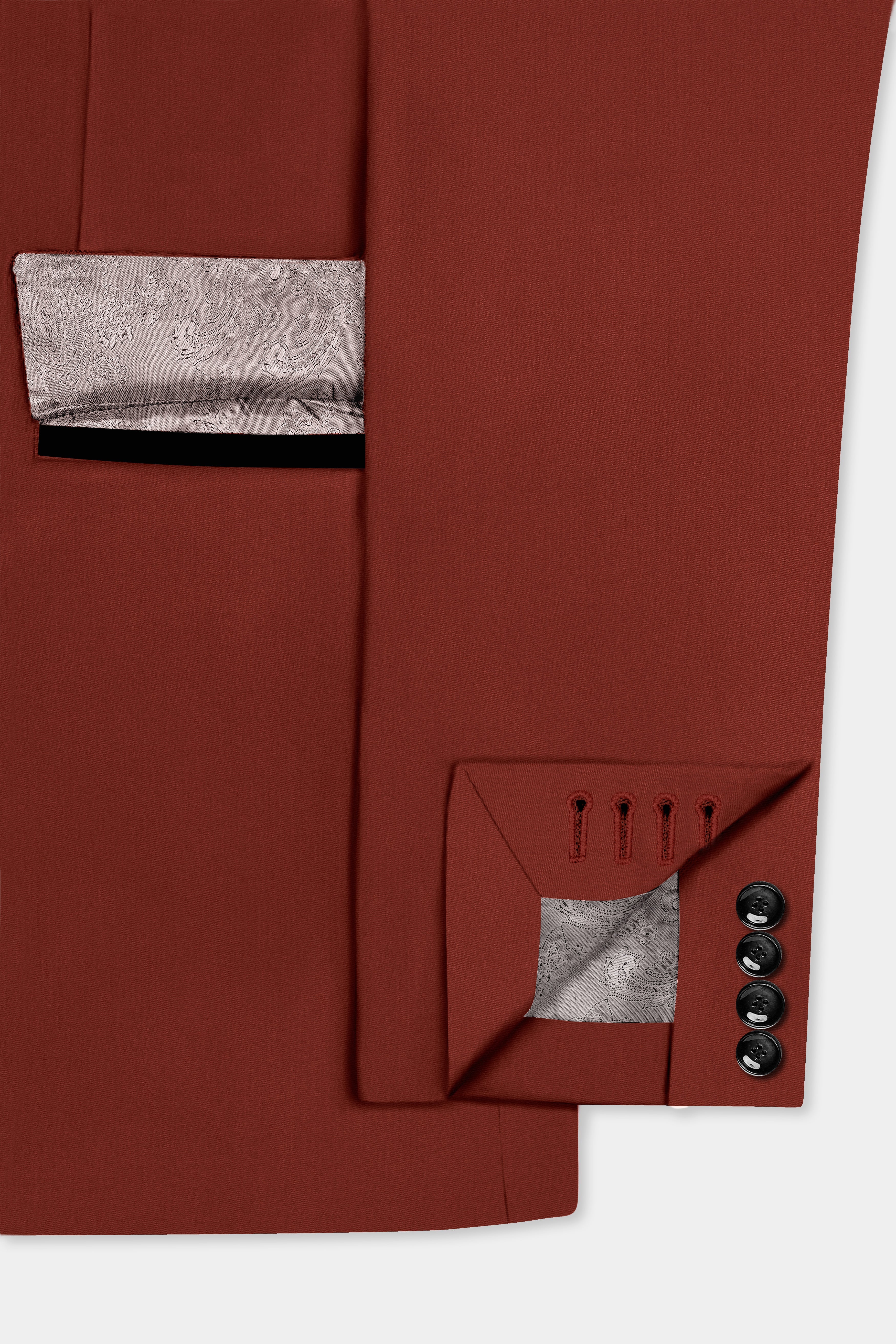 Inferno Rust-Brick Red Solid Wool Rich Tuxedo Slight Stretch Blazer
