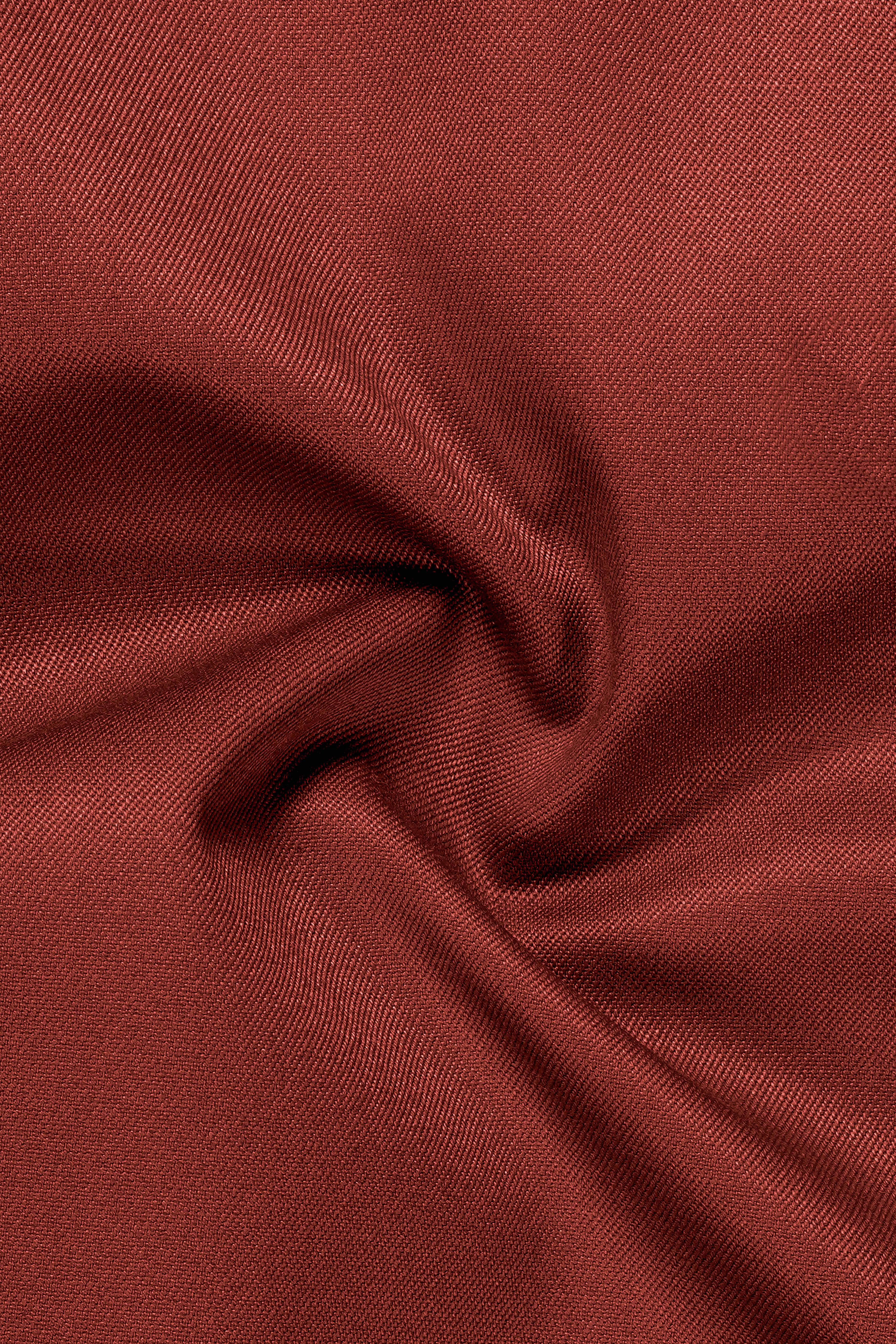 Inferno Rust-Brick Red Solid Wool Rich Cross Placket Bandhgala Slight Stretch Blazer