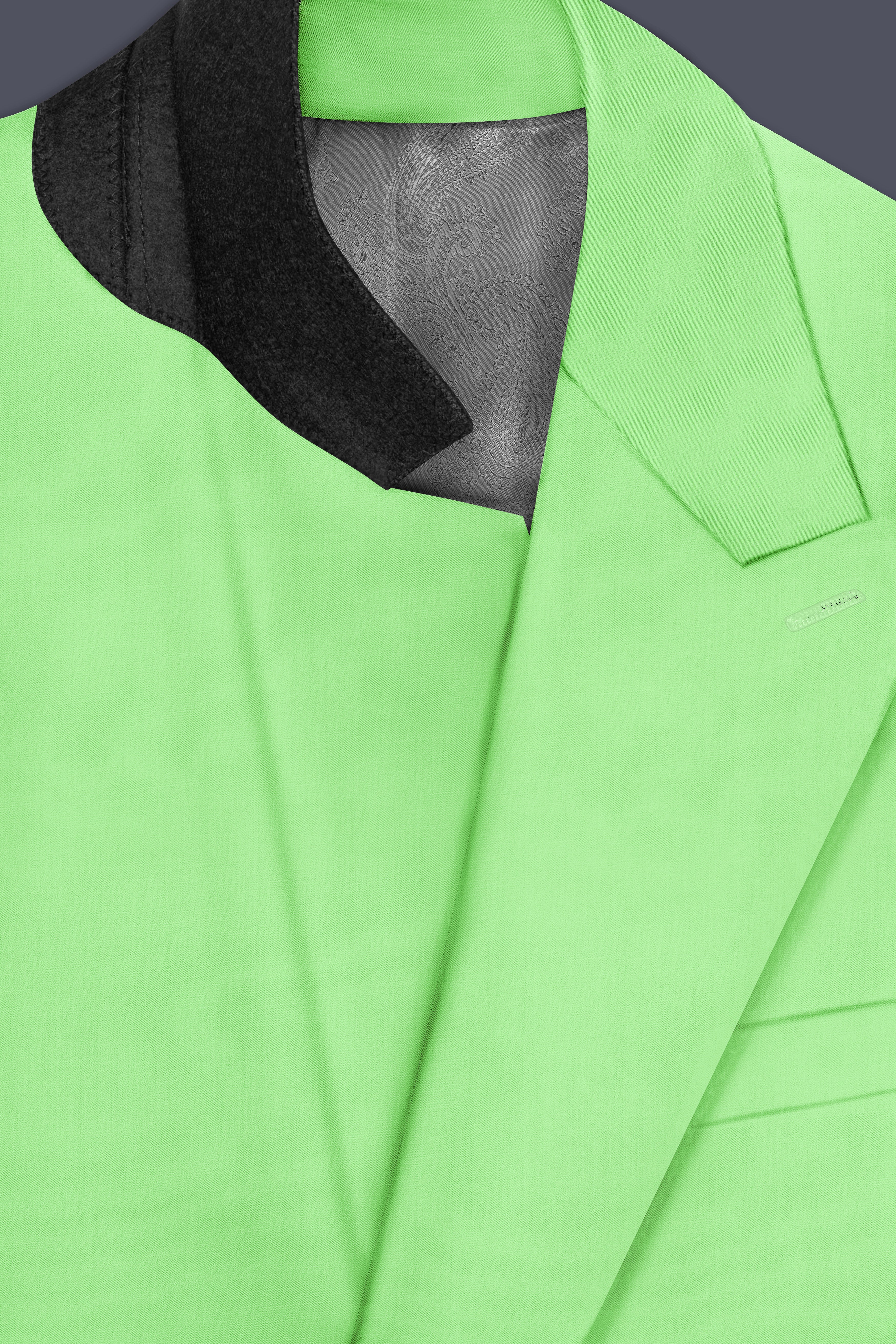 Emerald-Mint Green Solid Wool Rich Double Breasted Slight Stretch Blazer
