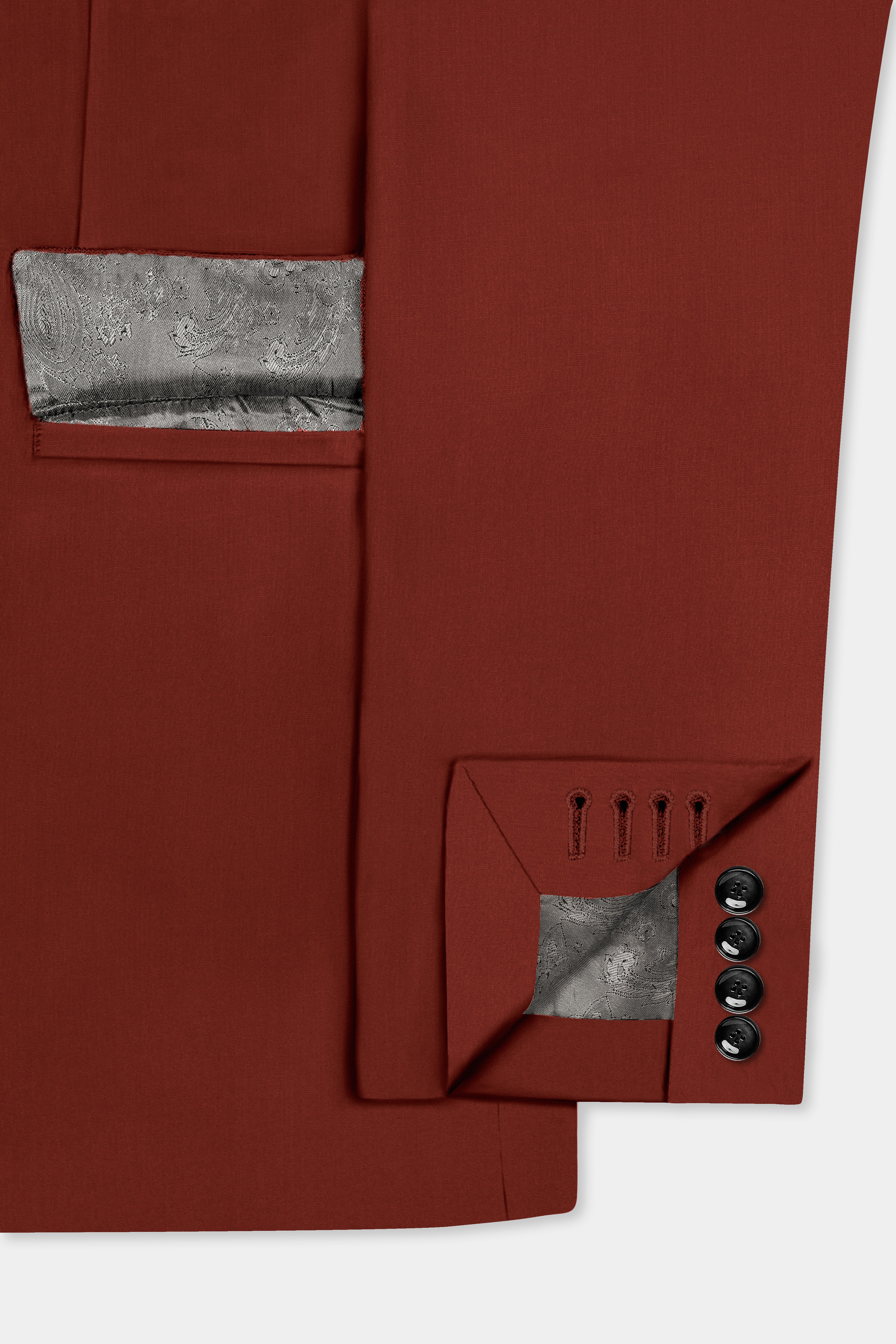 Inferno Rust-Brick Red Solid Wool Rich Double Breasted Slight Stretch Blazer