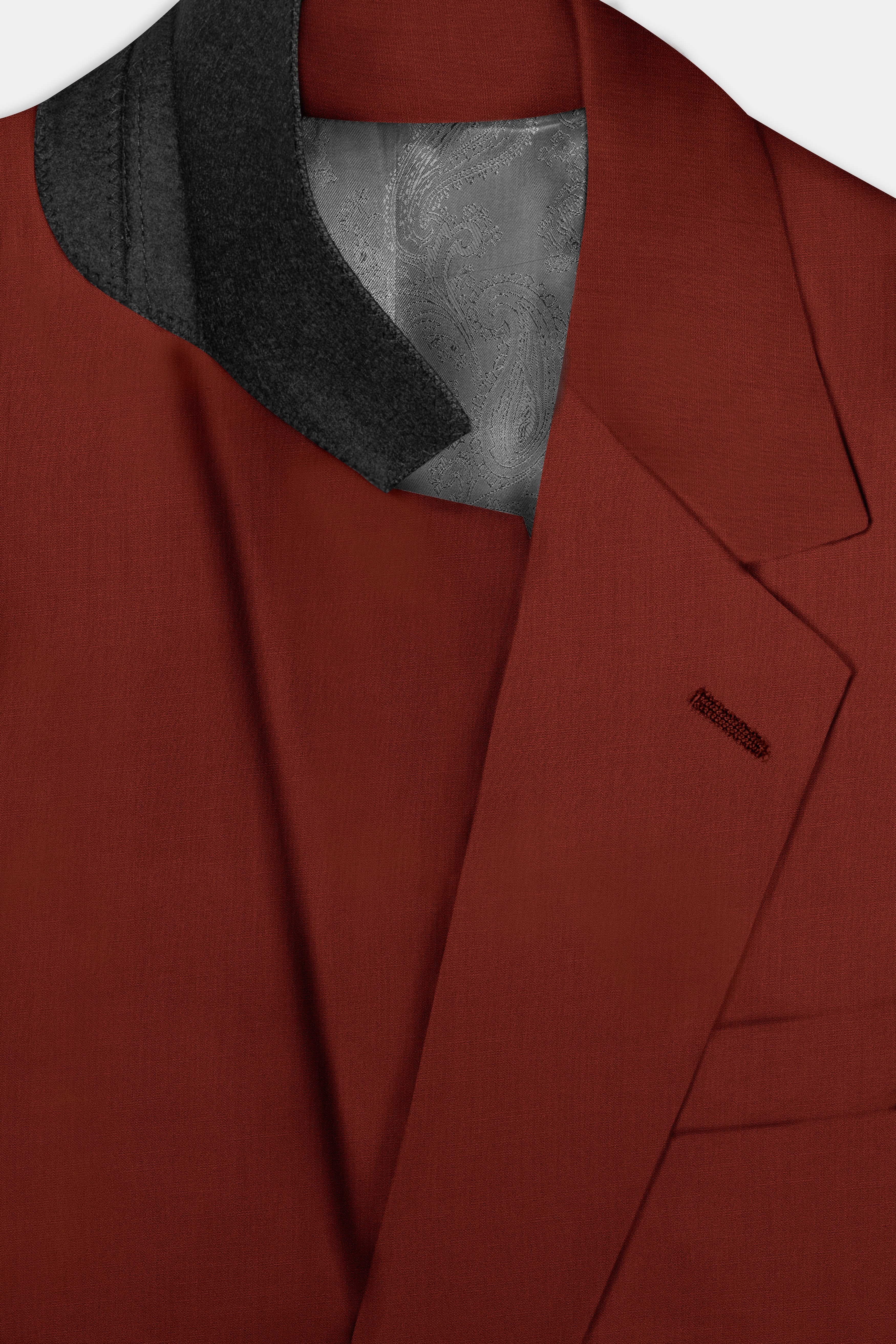 Inferno Rust-Brick Red Solid Wool Rich Single Breasted Blazer