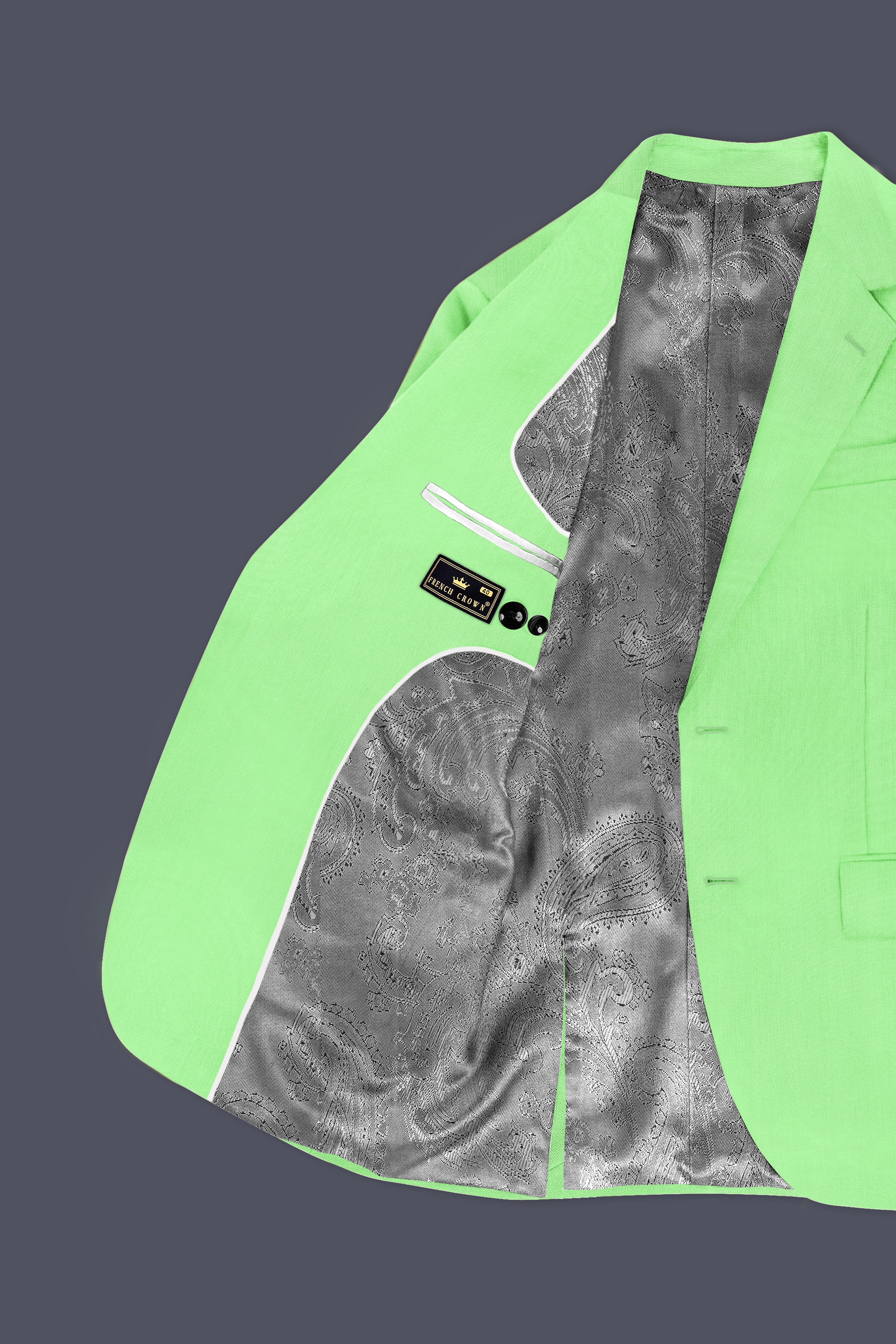 Emerald-Mint Green Solid Wool Rich Single Breasted Slight Stretch Blazer