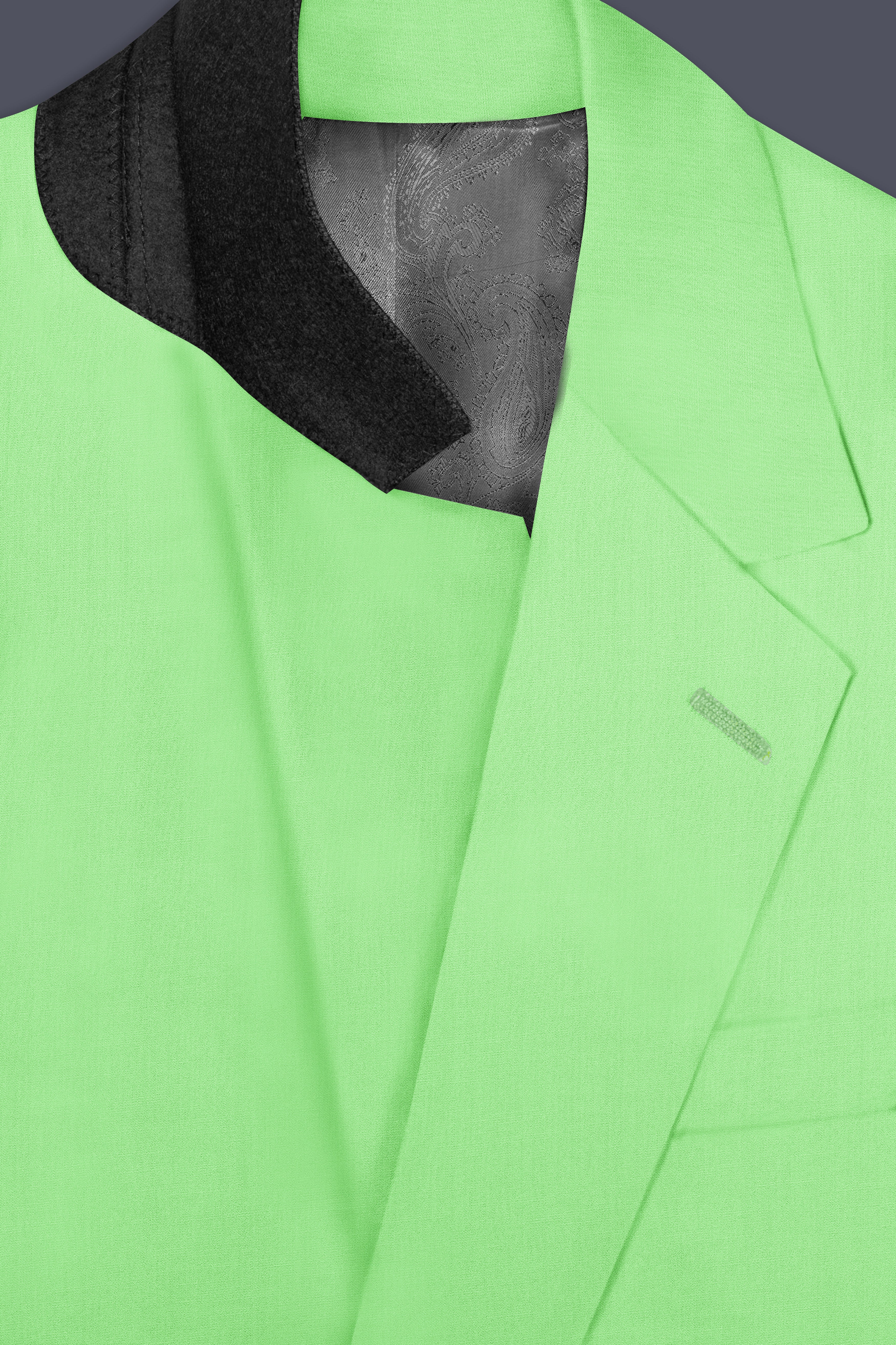 Emerald-Mint Green Solid Wool Rich Single Breasted Slight Stretch Blazer
