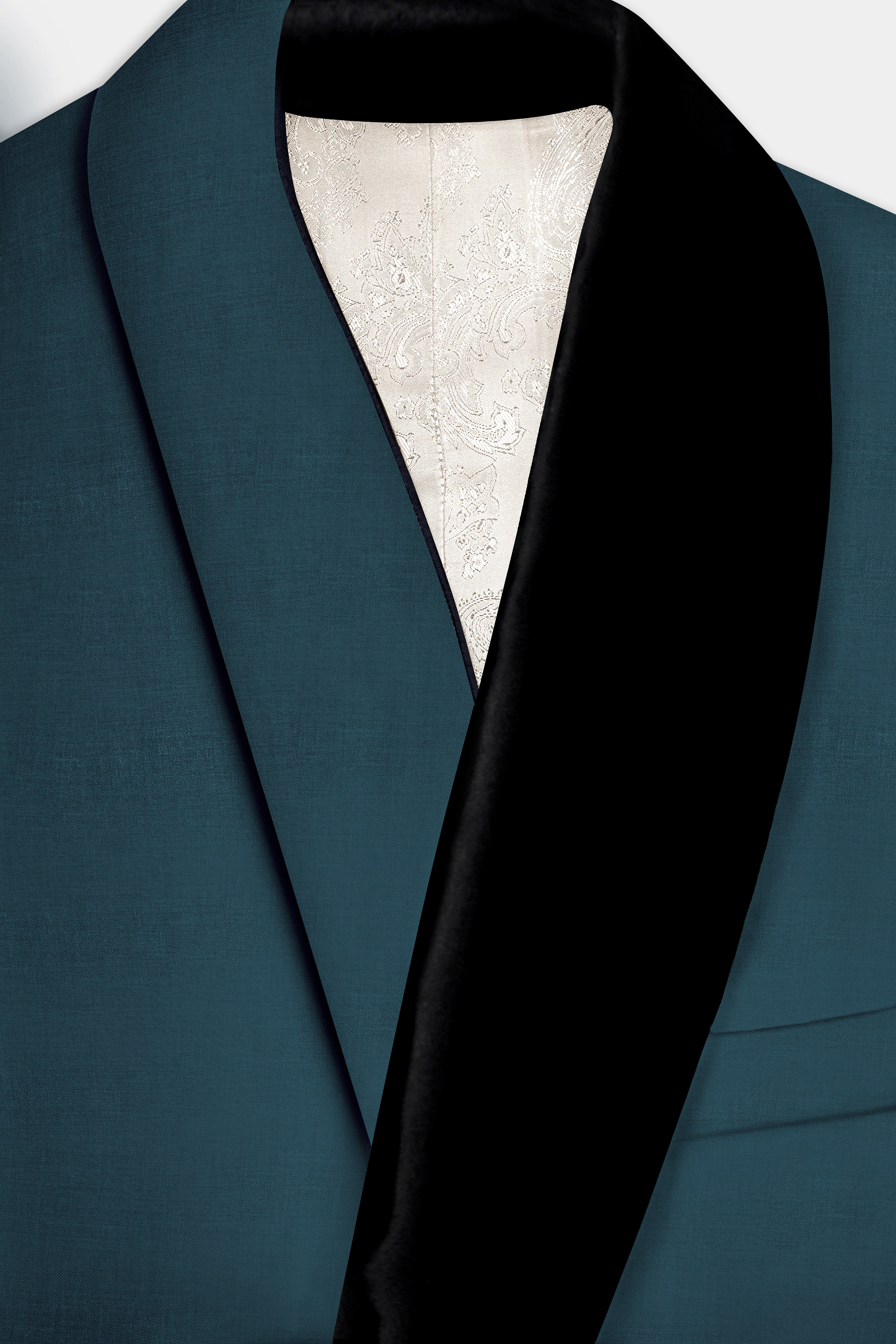 Prestige-Dianne Green Solid Wool Rich Tuxedo Slight Stretch Blazer