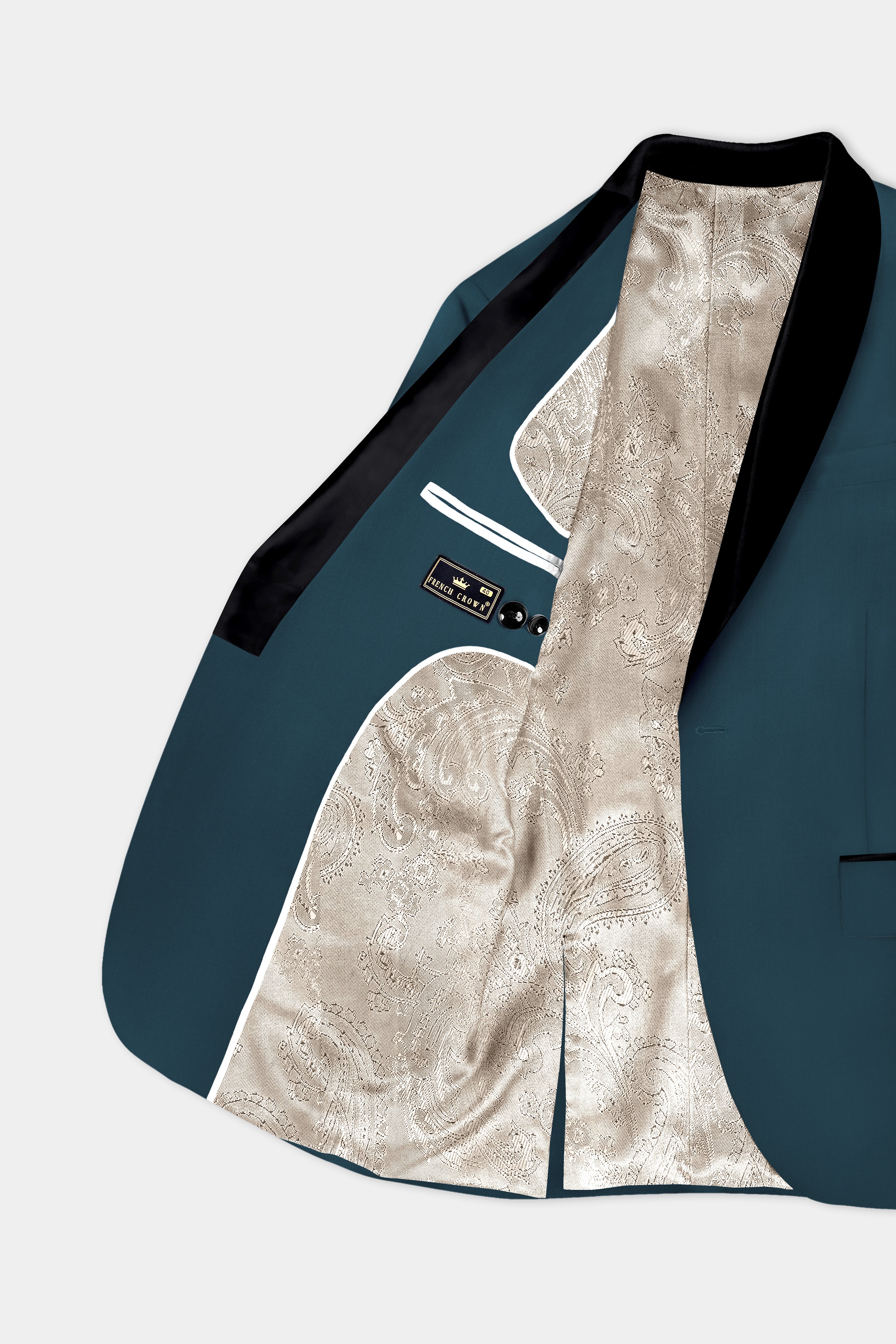 Prestige-Dianne Green Solid Wool Rich Tuxedo Slight Stretch Blazer