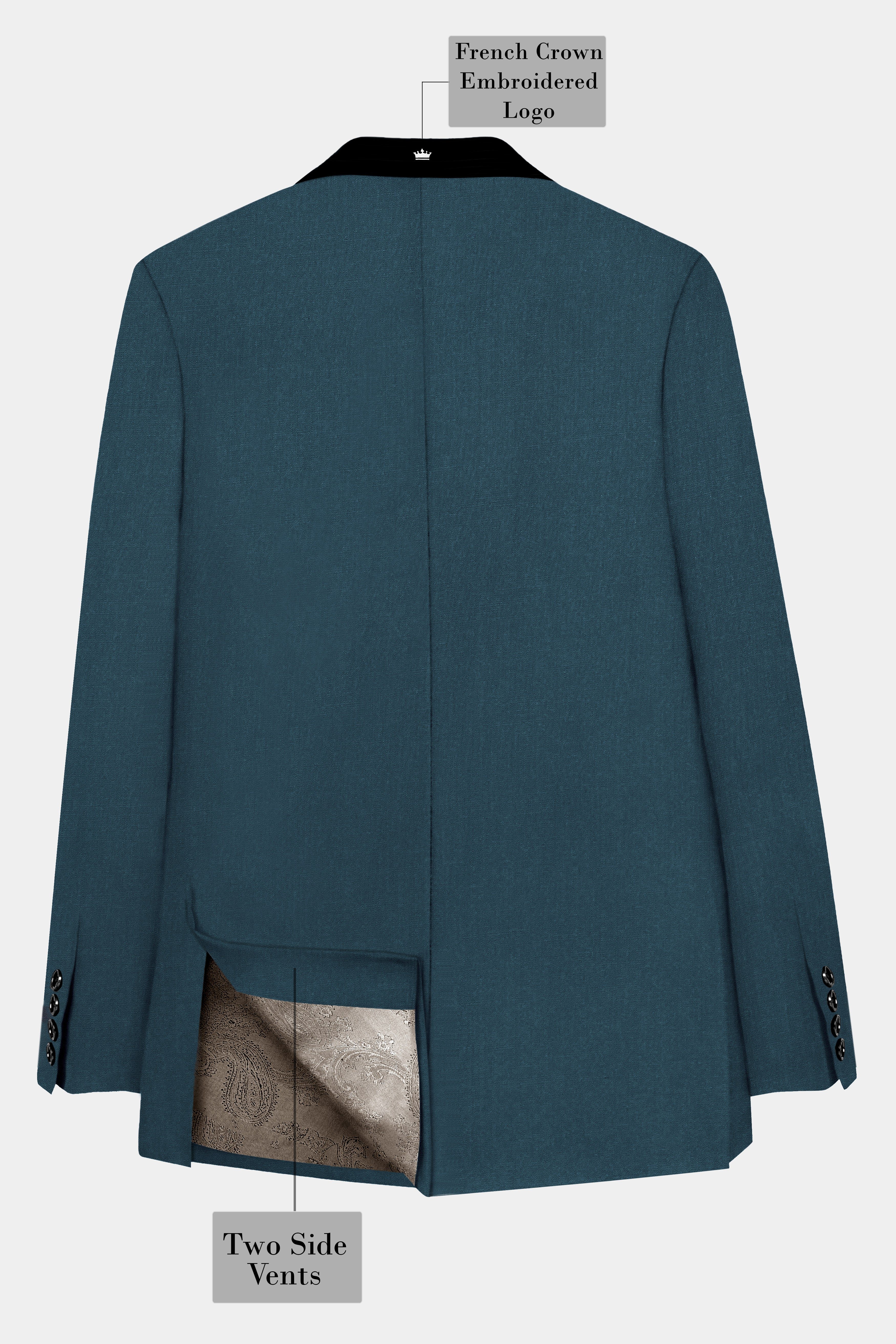 Prestige-Dianne Green Solid Wool Rich Tuxedo Slight Stretch Blazer