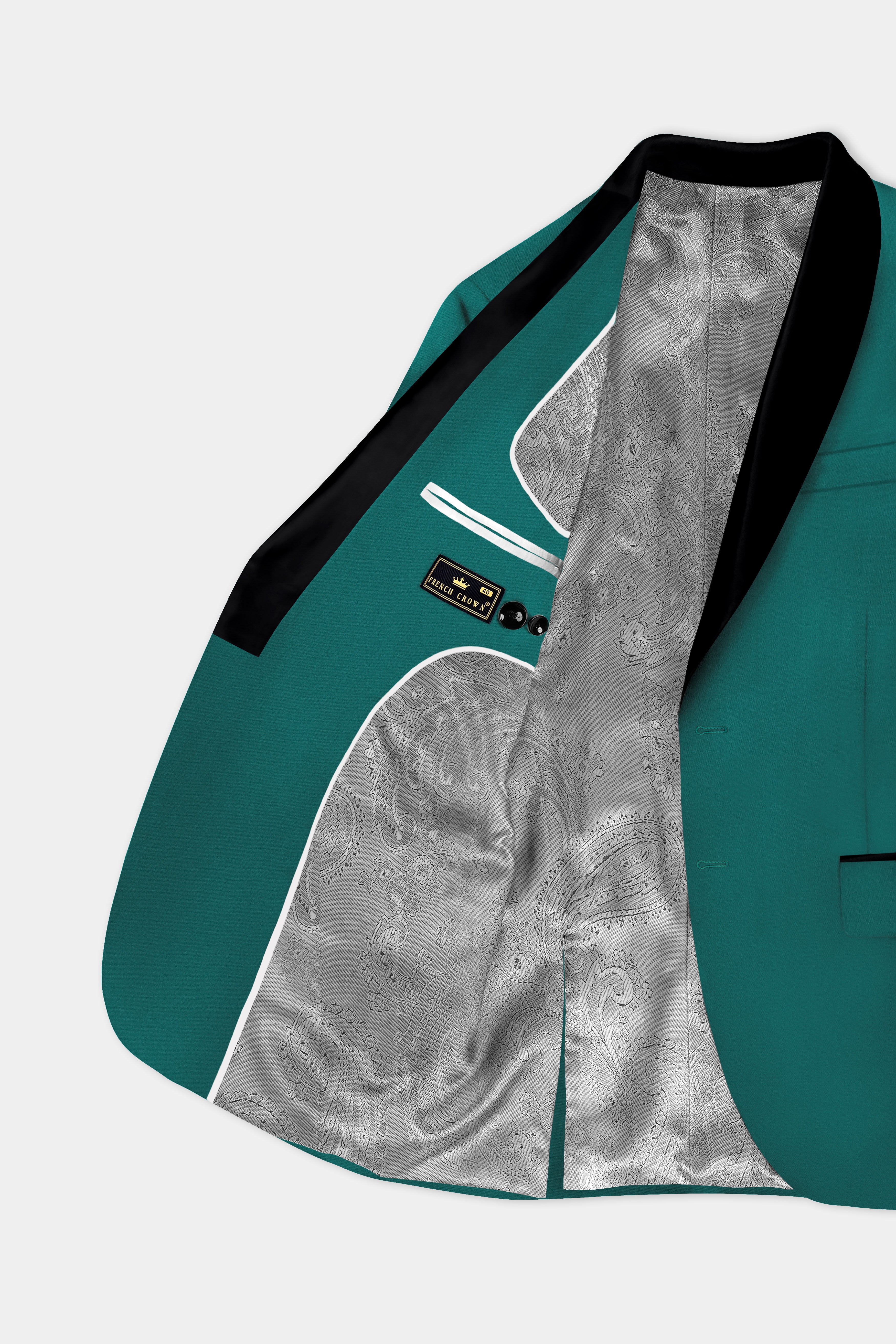 Verdant Classic-Surfie Green Solid Wool Rich Tuxedo Slight Stretch Blazer