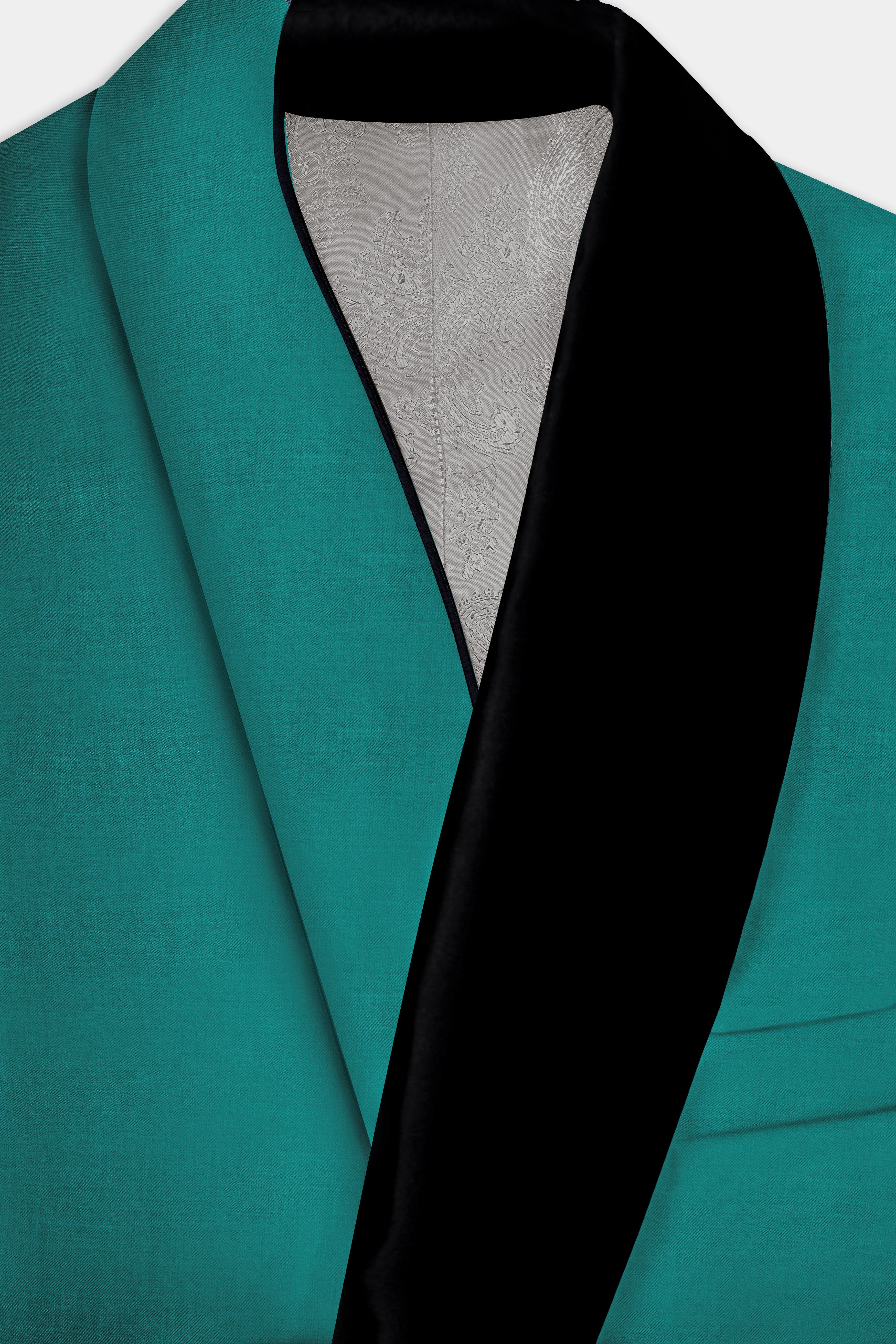 Verdant Classic-Surfie Green Solid Wool Rich Tuxedo Slight Stretch Blazer