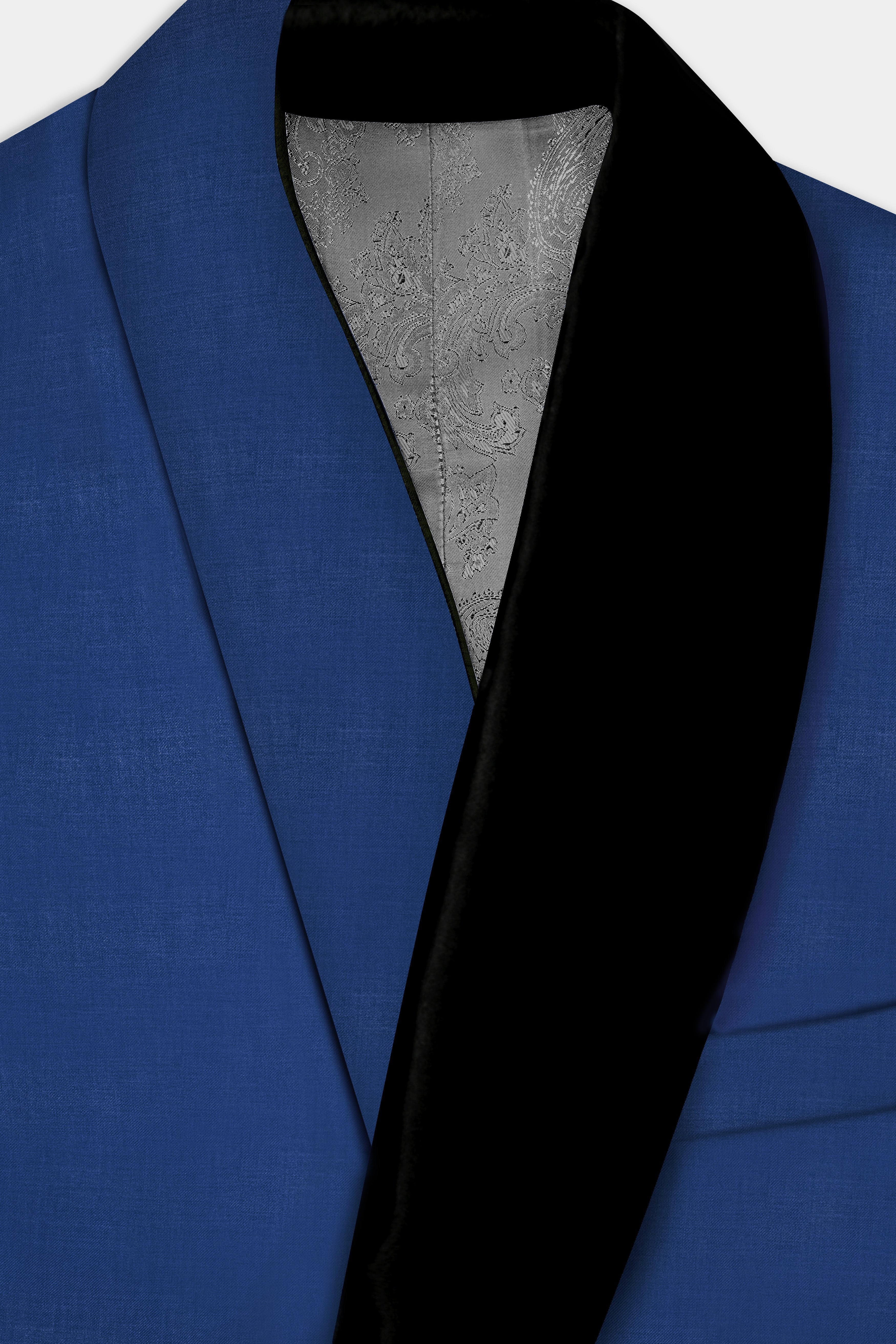 Cerulean Elite-Cobalt Blue Solid Wool Rich Tuxedo Slight Stretch Blazer