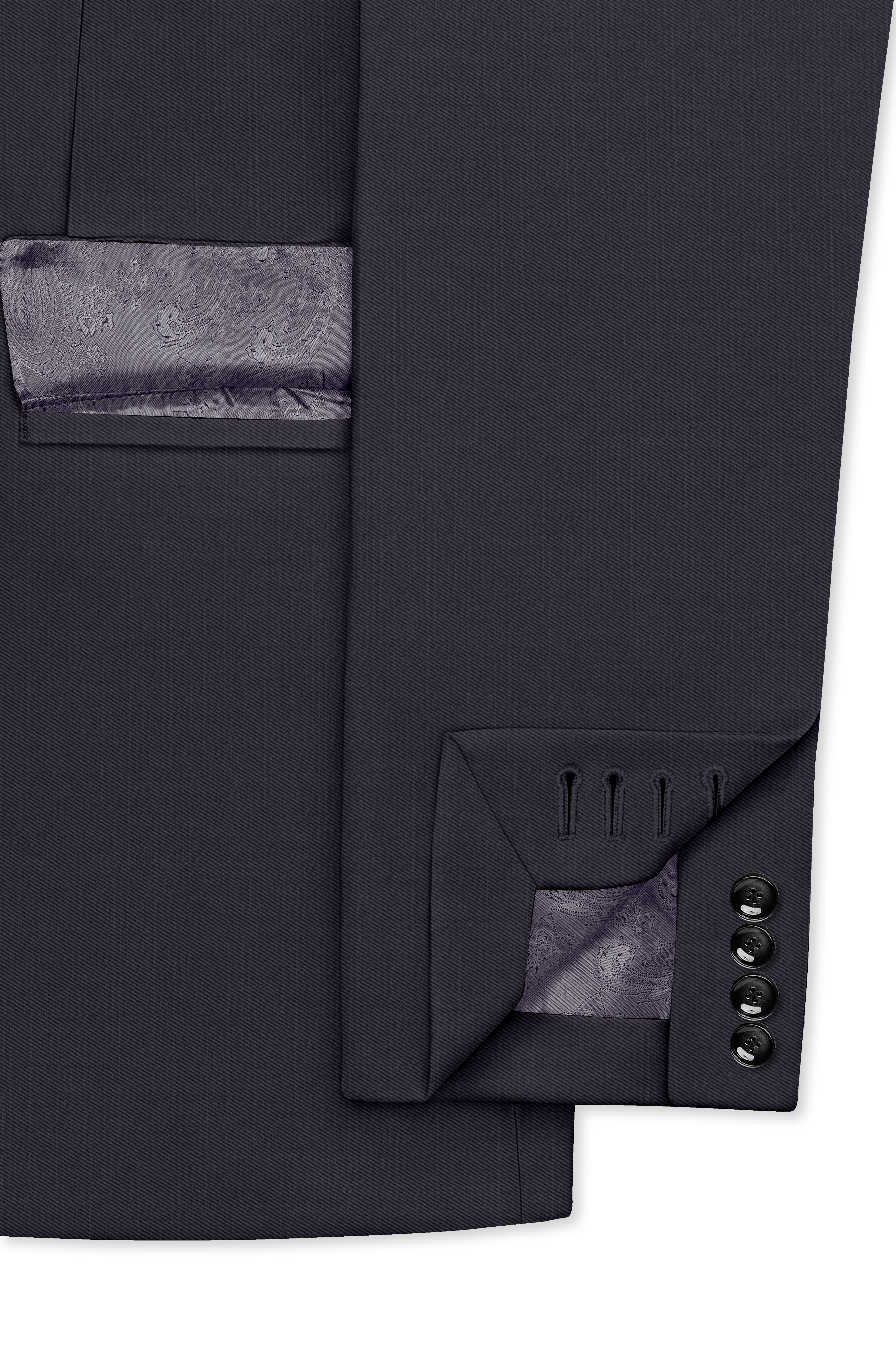 Vogue-Glaucous Gray Solid Wool Rich Peak Lapel Tuxedo Slight Stretch Blazer