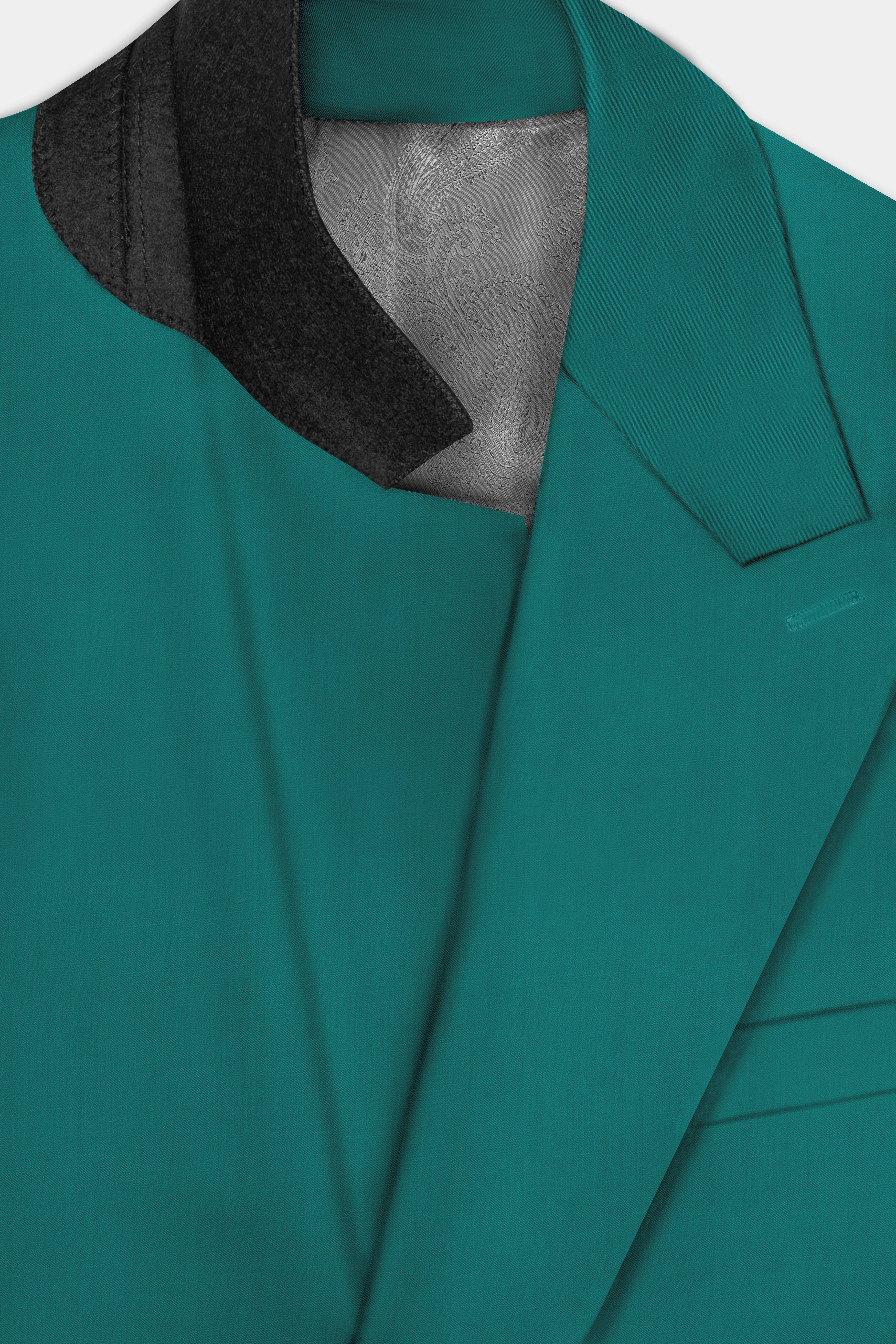 Verdant Classic-Surfie Green Solid Wool Rich Double Breasted Slight Stretch Blazer