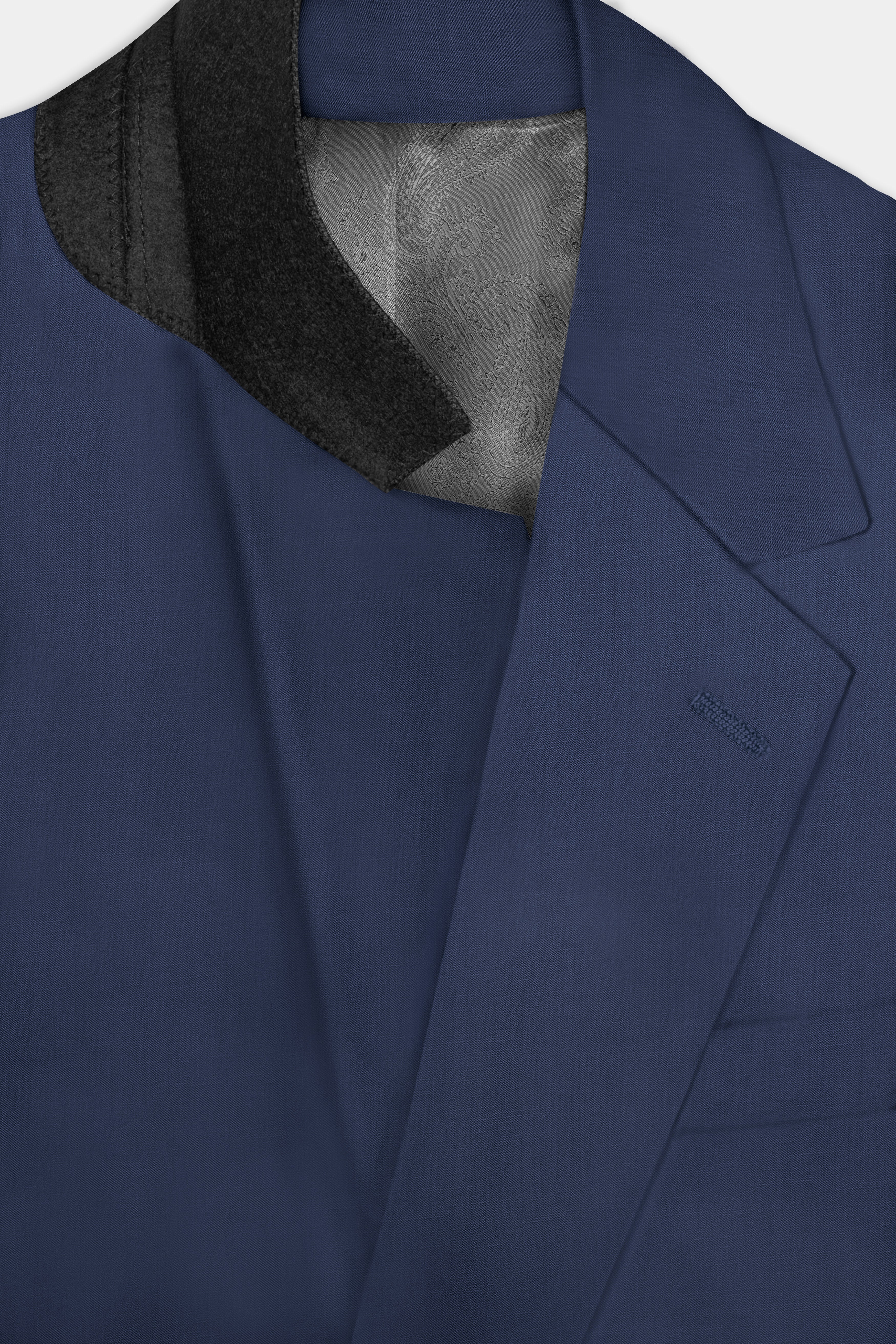 Sapphire-Glaucous Blue Solid Wool Rich Single Breasted Slight Stretch Blazer