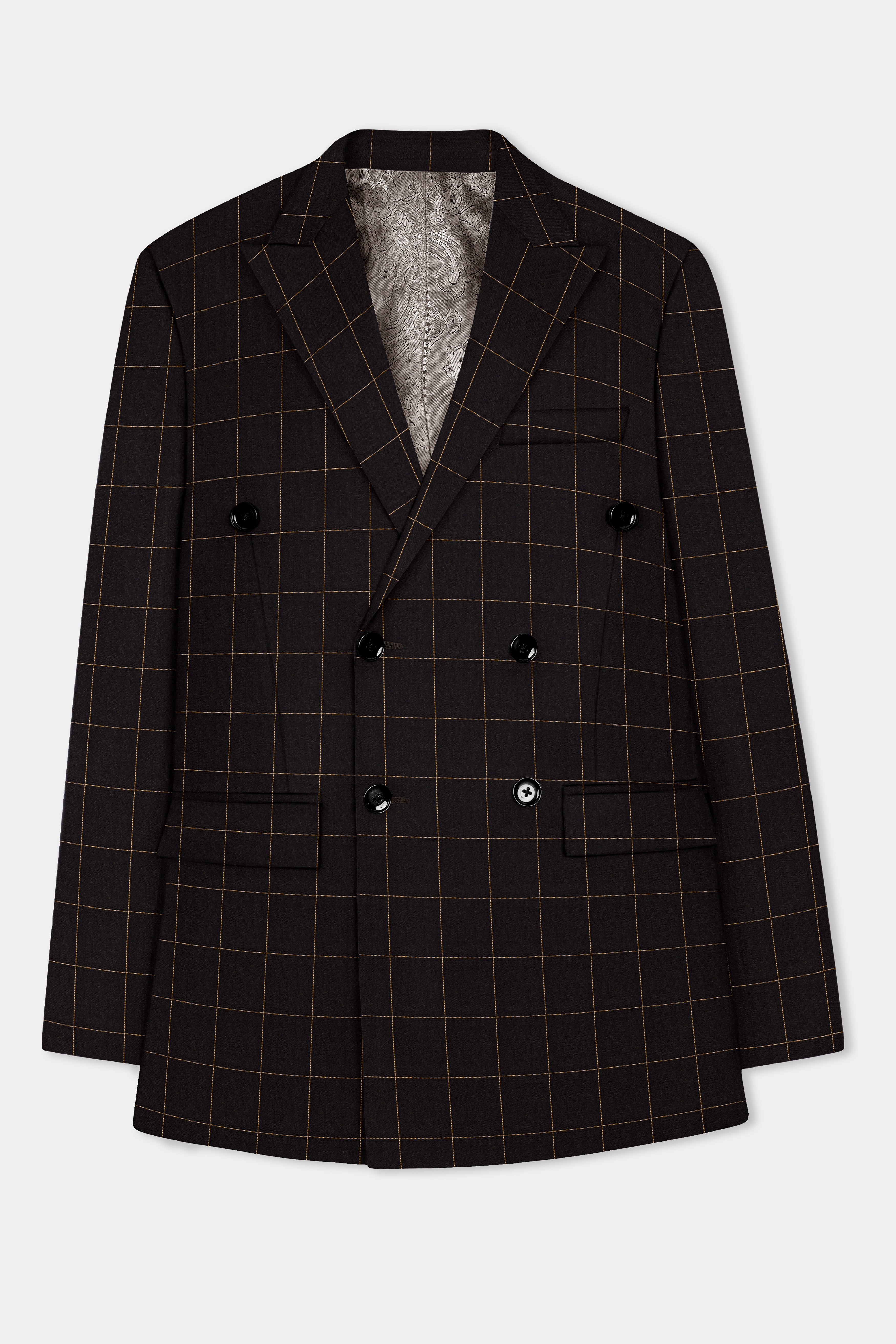 Walnut Crest-Bunker Brown Windows Wool Rich Double Breasted Blazer