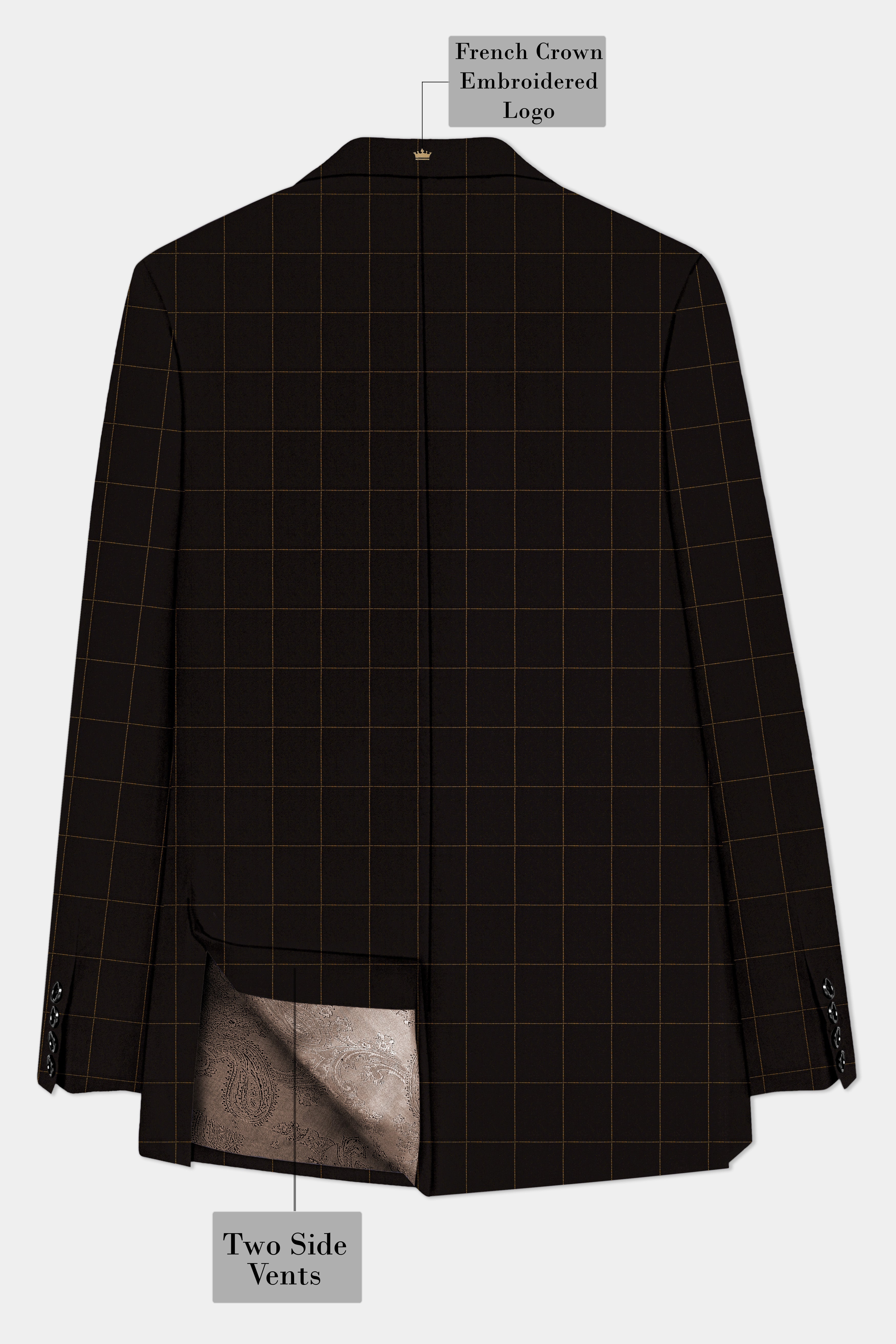 Walnut Crest-Bunker Brown Windows Wool Rich Double Breasted Blazer