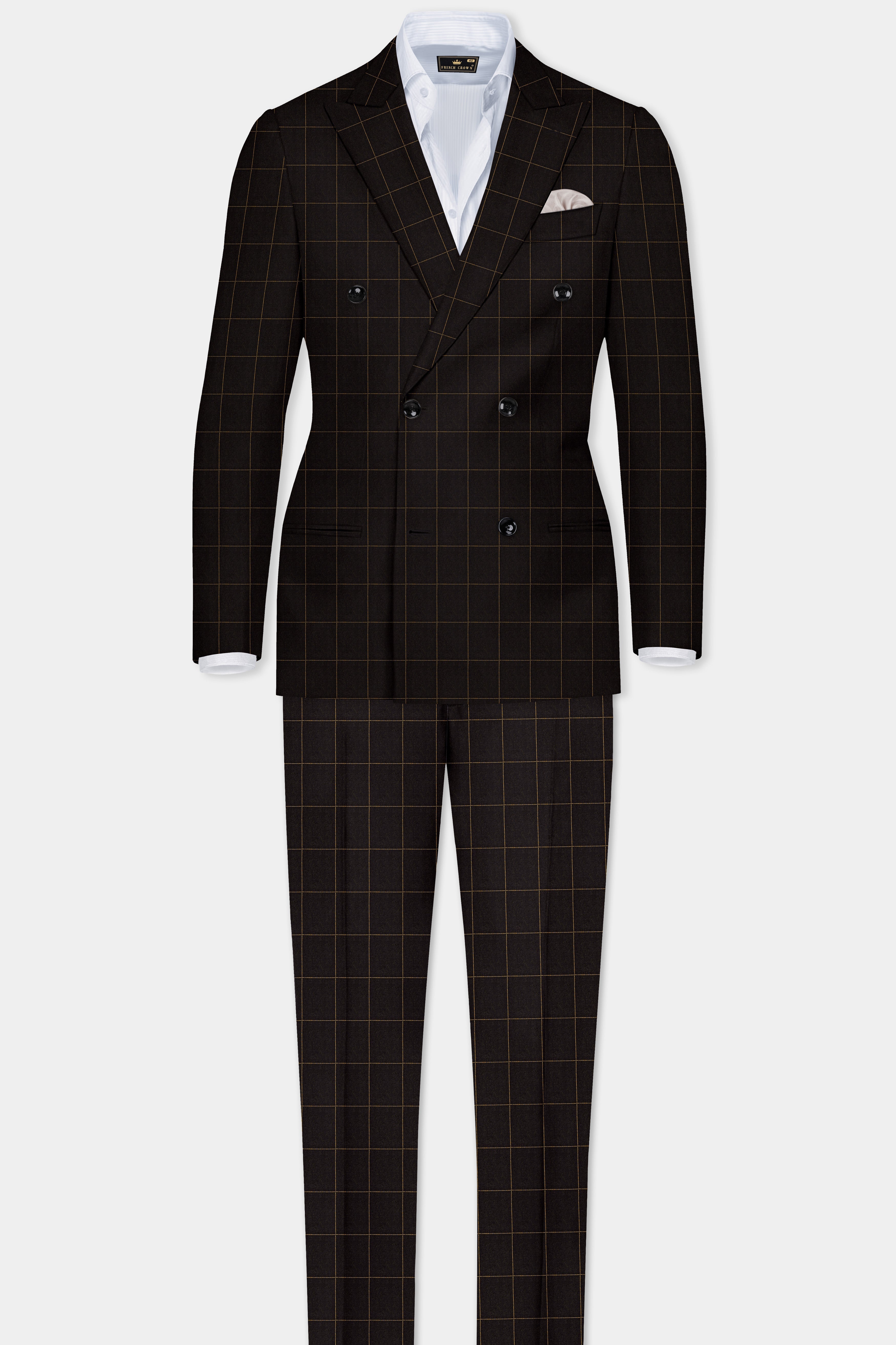 Walnut Crest-Bunker Brown Windows Wool Rich Double Breasted Blazer