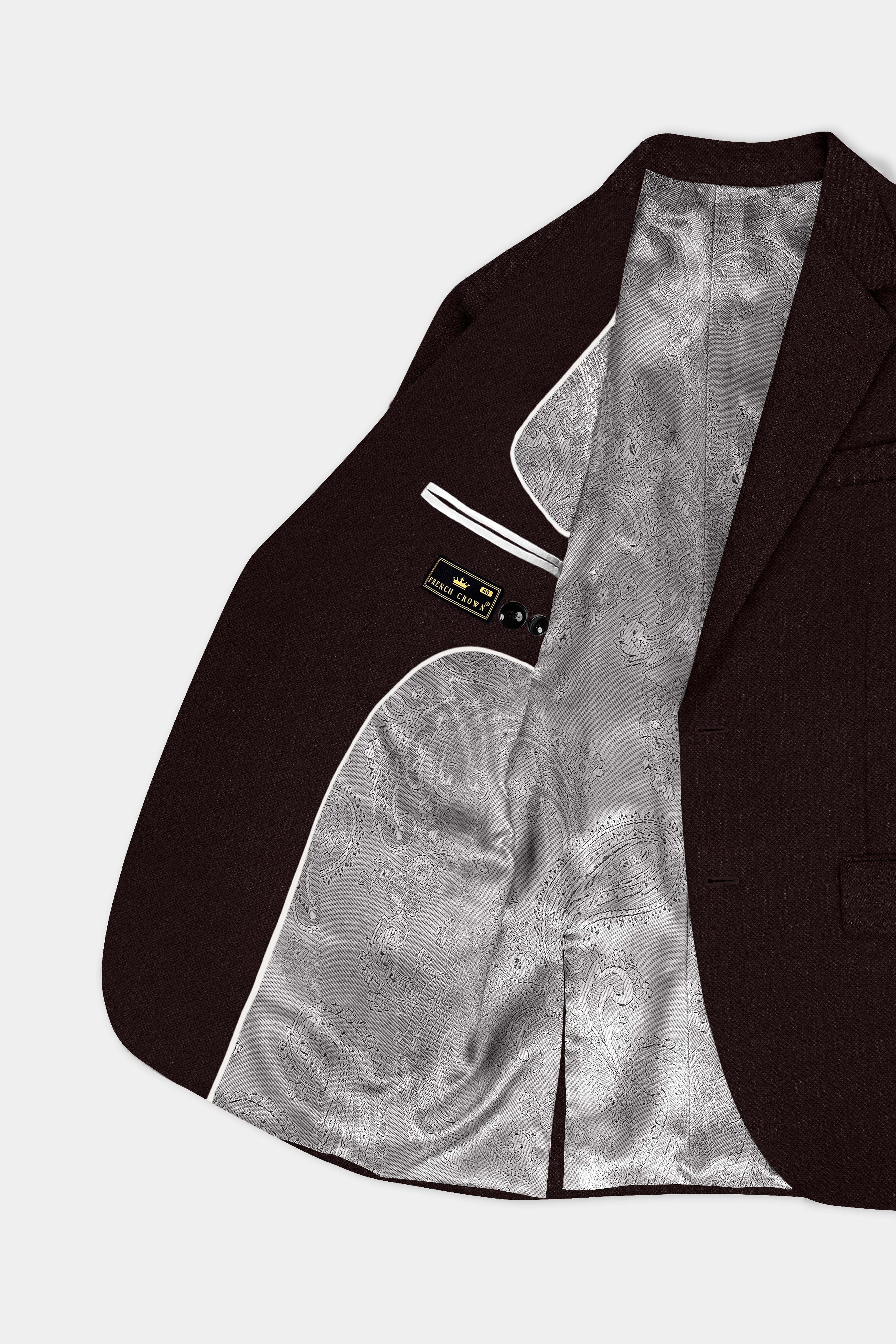 Charred Mocha-Asphalt Brown Solid Wool Rich Single Breasted Blazer