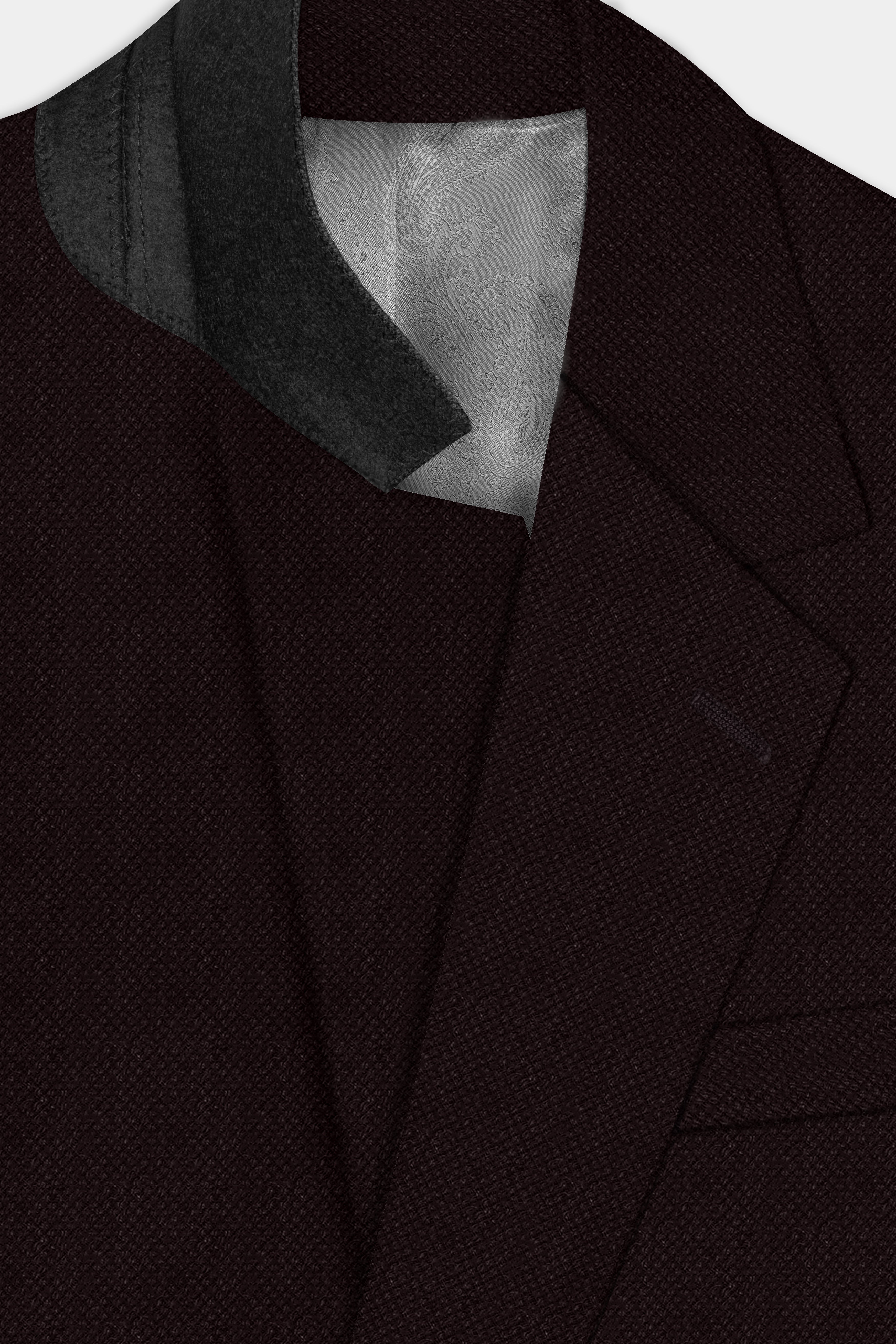 Charred Mocha-Asphalt Brown Solid Wool Rich Single Breasted Blazer