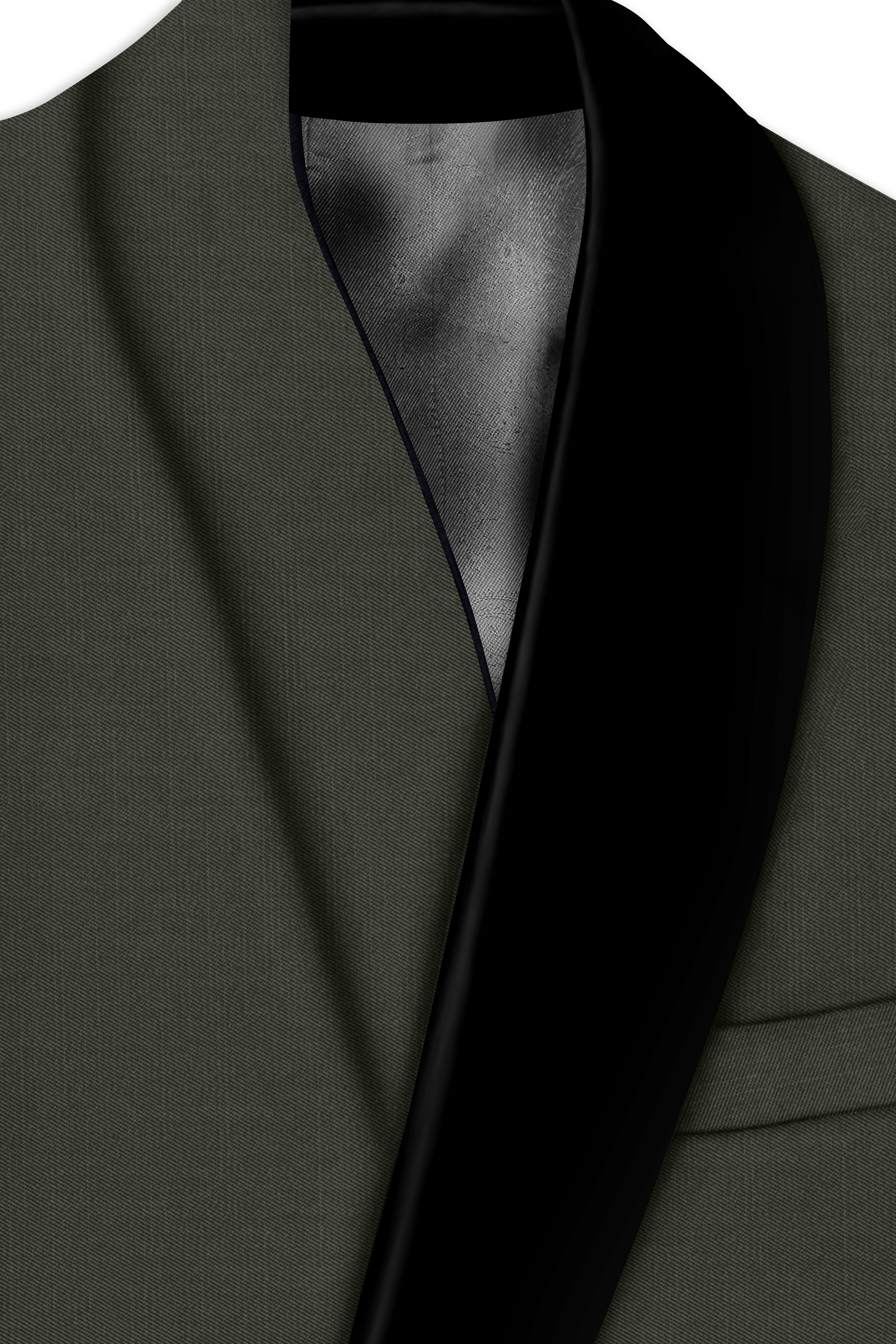 Verdant Majesty-Juniper Green Solid Wool Rich Tuxedo Slight Stretch Blazer