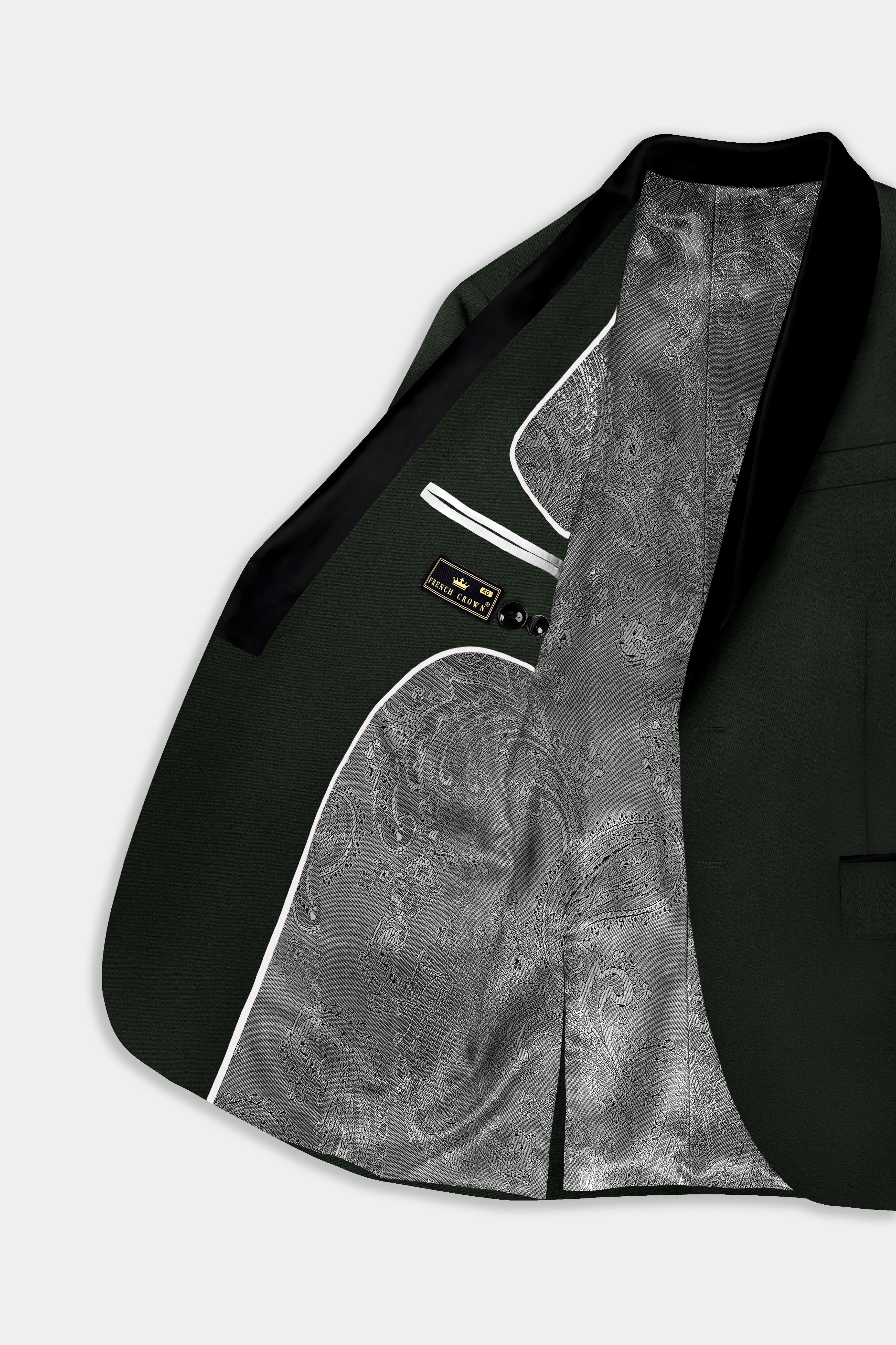 Verdant Majesty-Juniper Green Solid Wool Rich Tuxedo Stretchable traveler Blazer