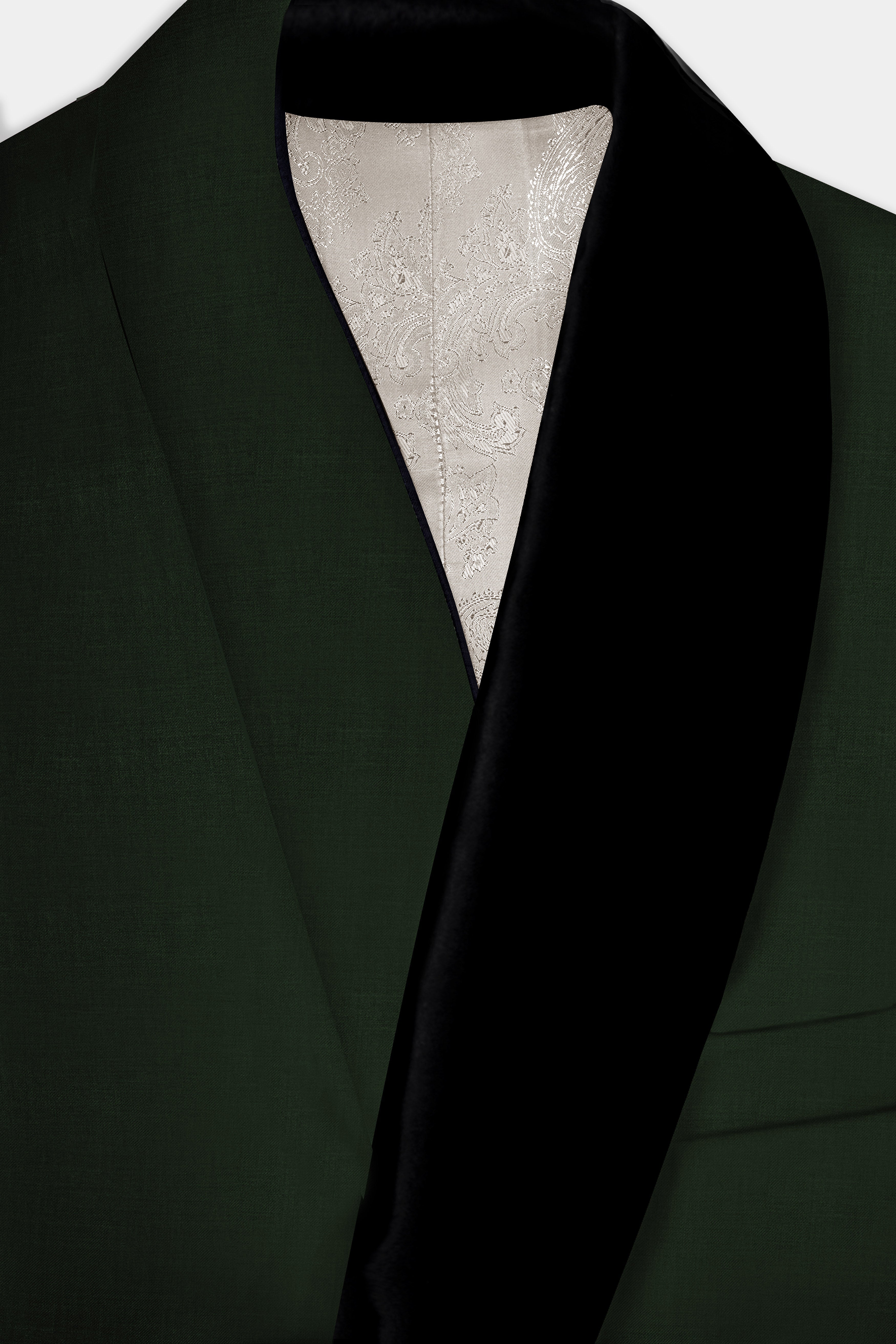 Verdant Majesty-Juniper Green Solid Wool Rich Tuxedo Stretchable traveler Blazer