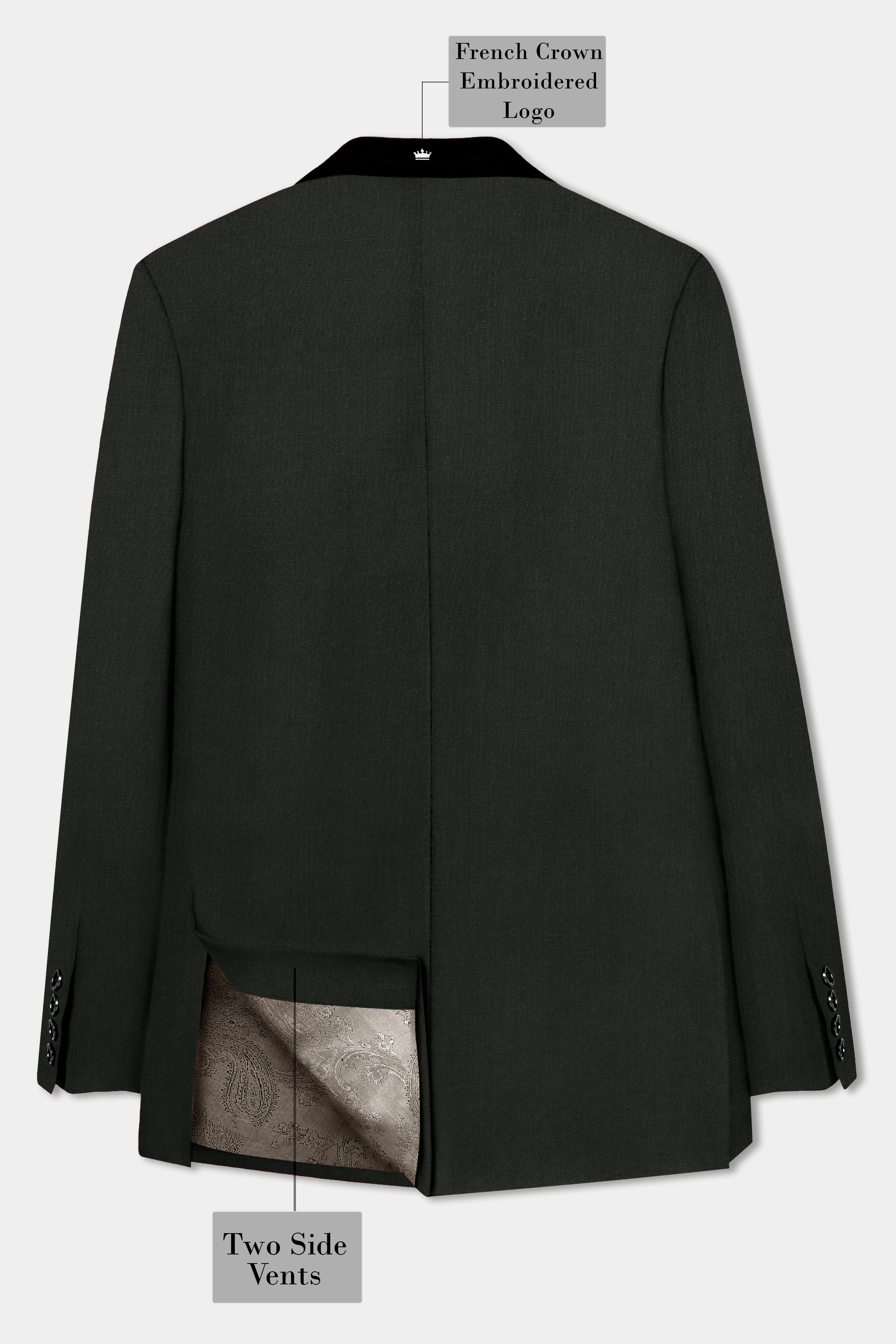 Verdant Majesty-Juniper Green Solid Wool Rich Tuxedo Stretchable traveler Blazer