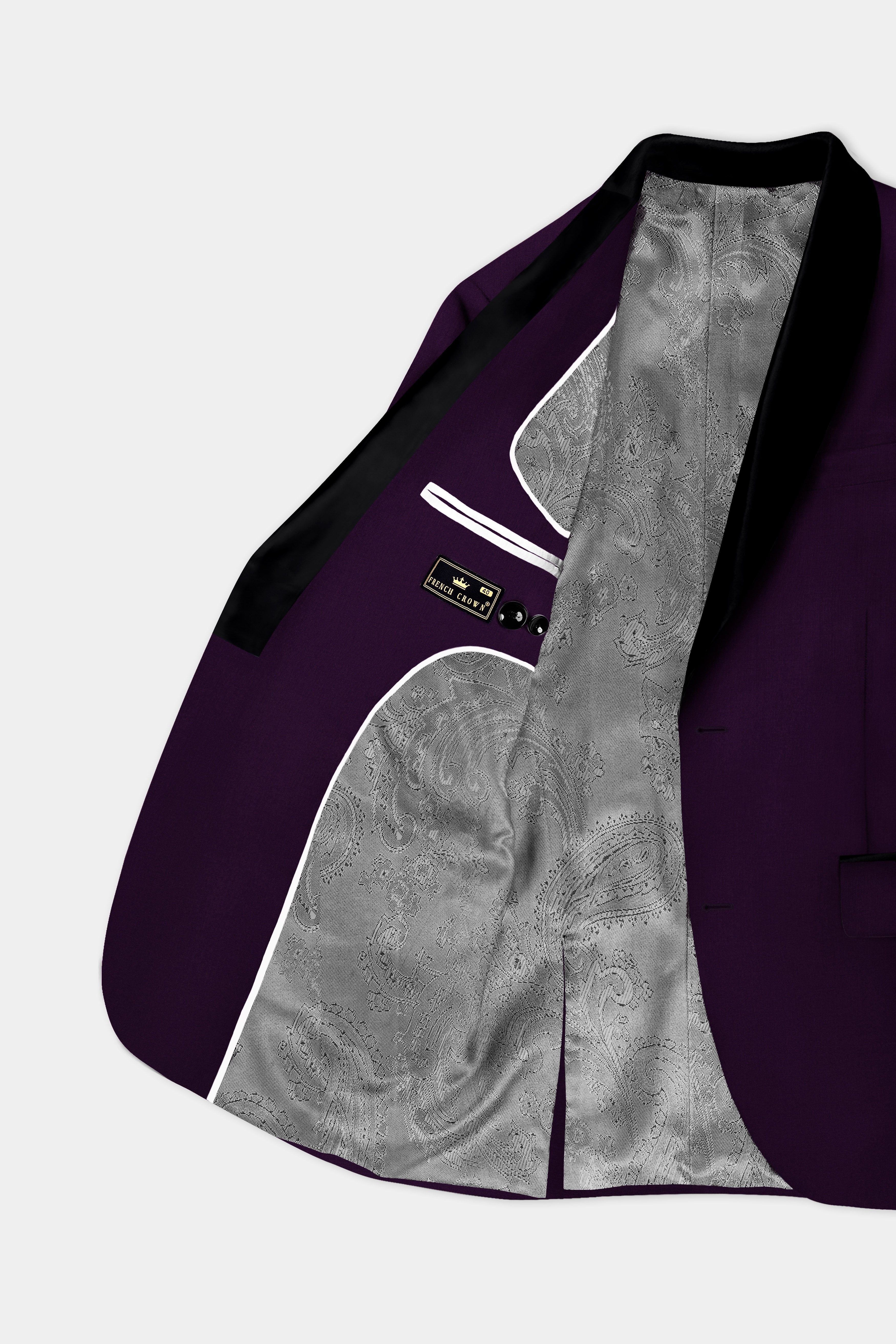 Regal Plum-Eggplant Purple Solid Wool Rich Tuxedo Stretchable traveler Blazer