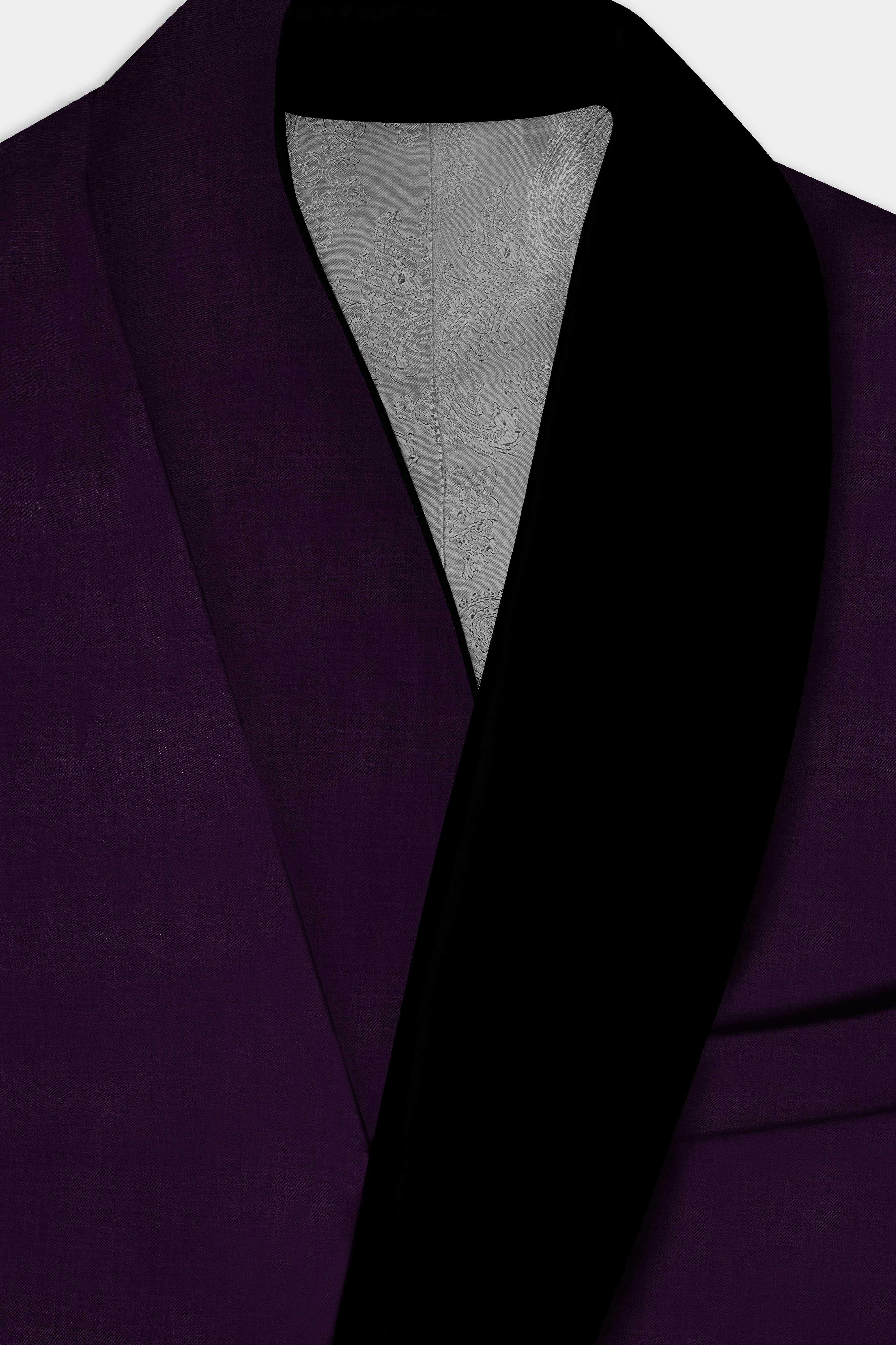 Regal Plum-Eggplant Purple Solid Wool Rich Tuxedo Stretchable traveler Blazer