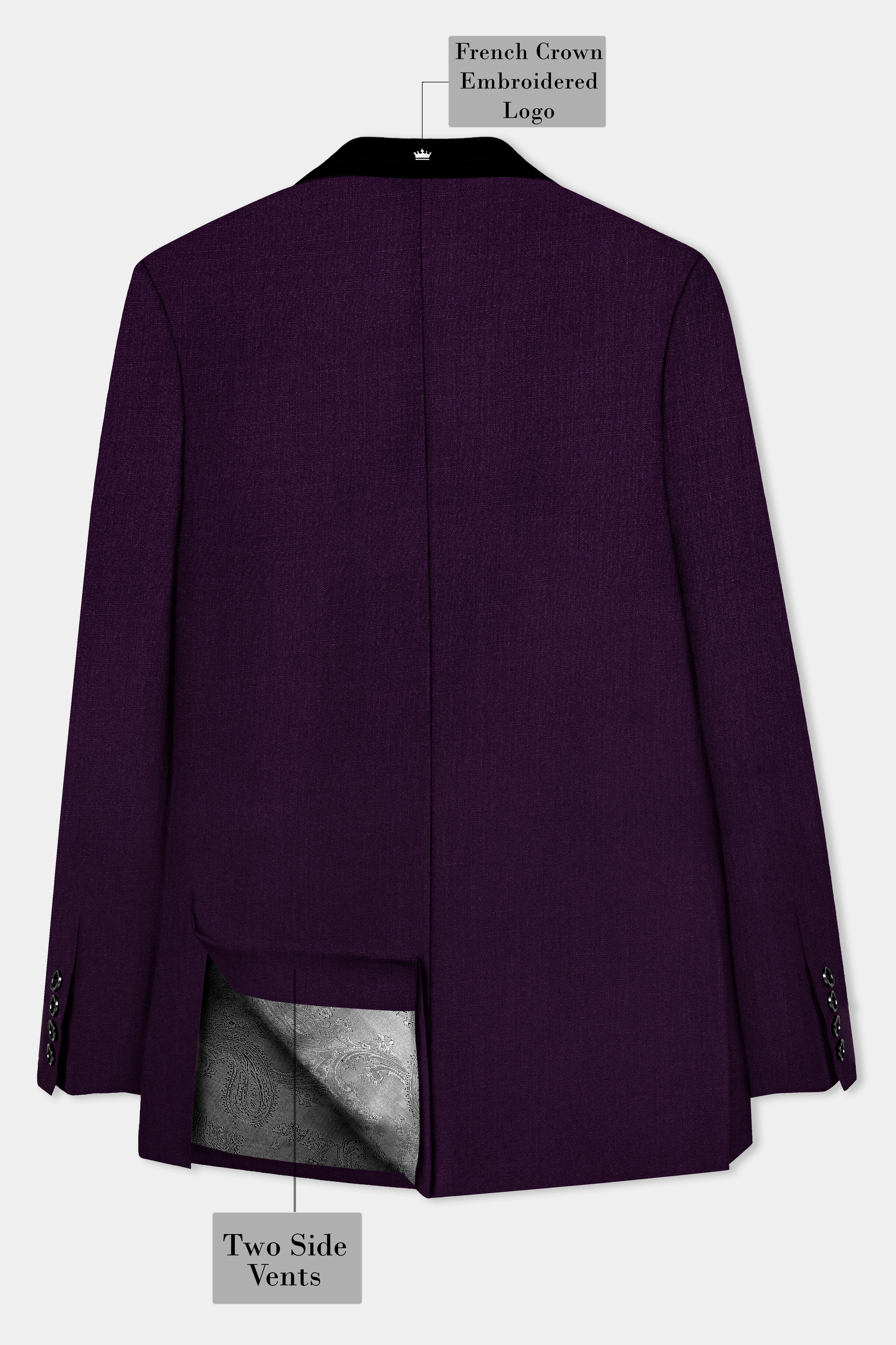 Regal Plum-Eggplant Purple Solid Wool Rich Tuxedo Stretchable traveler Blazer
