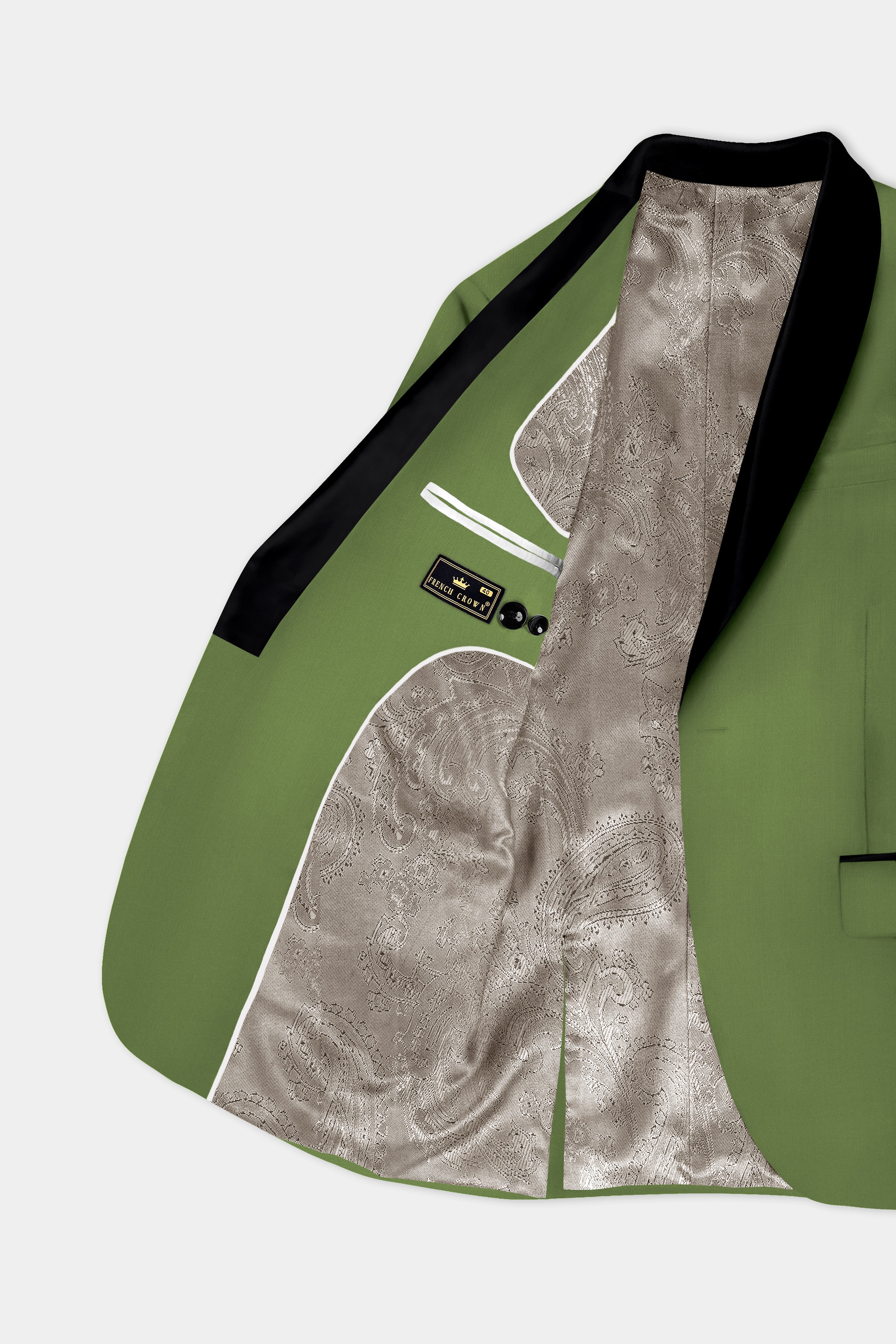 Sage Regal-Dingley Green Solid Wool Rich Tuxedo Slight Stretch Blazer