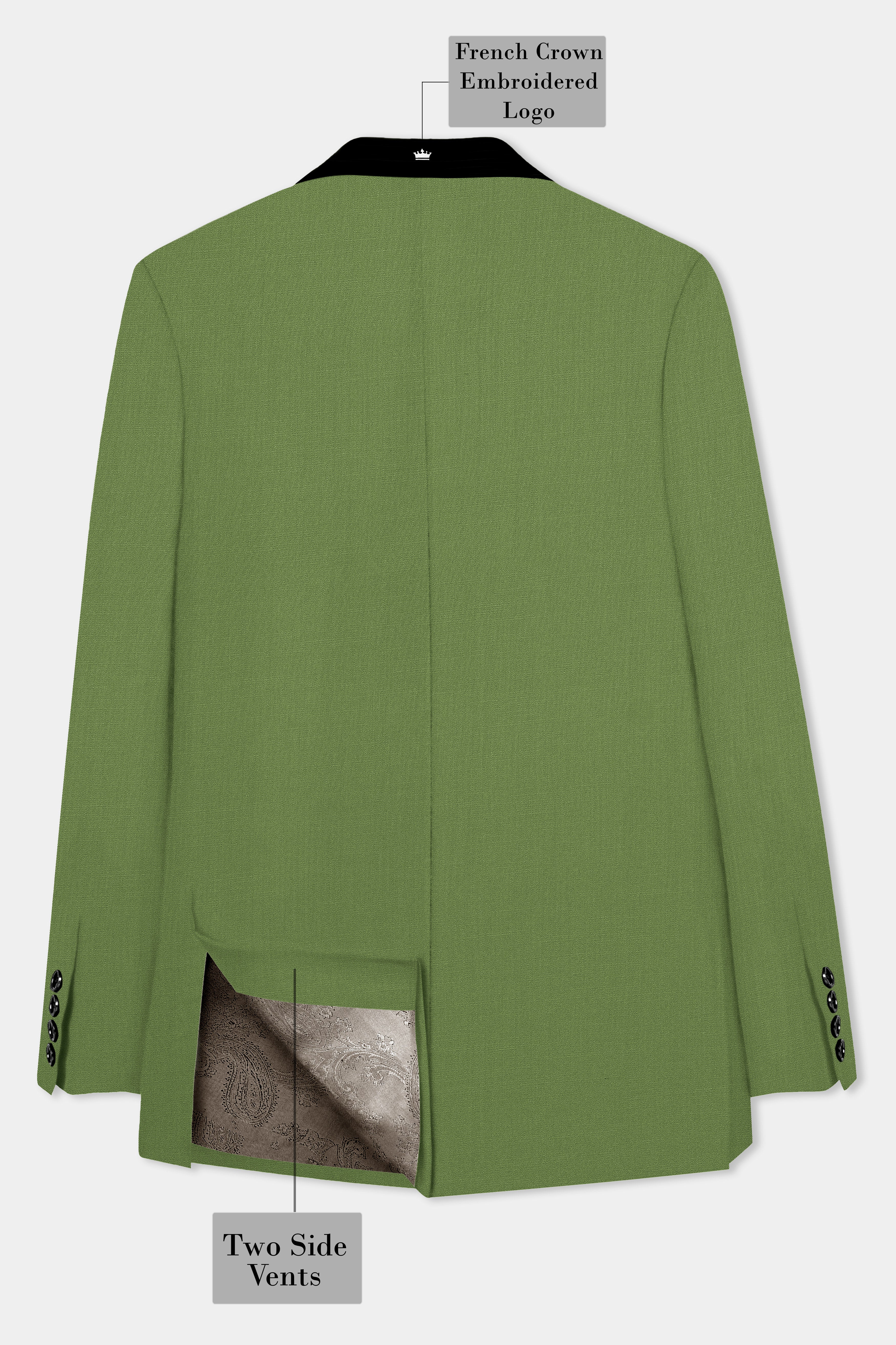 Sage Regal-Dingley Green Solid Wool Rich Tuxedo Slight Stretch Blazer