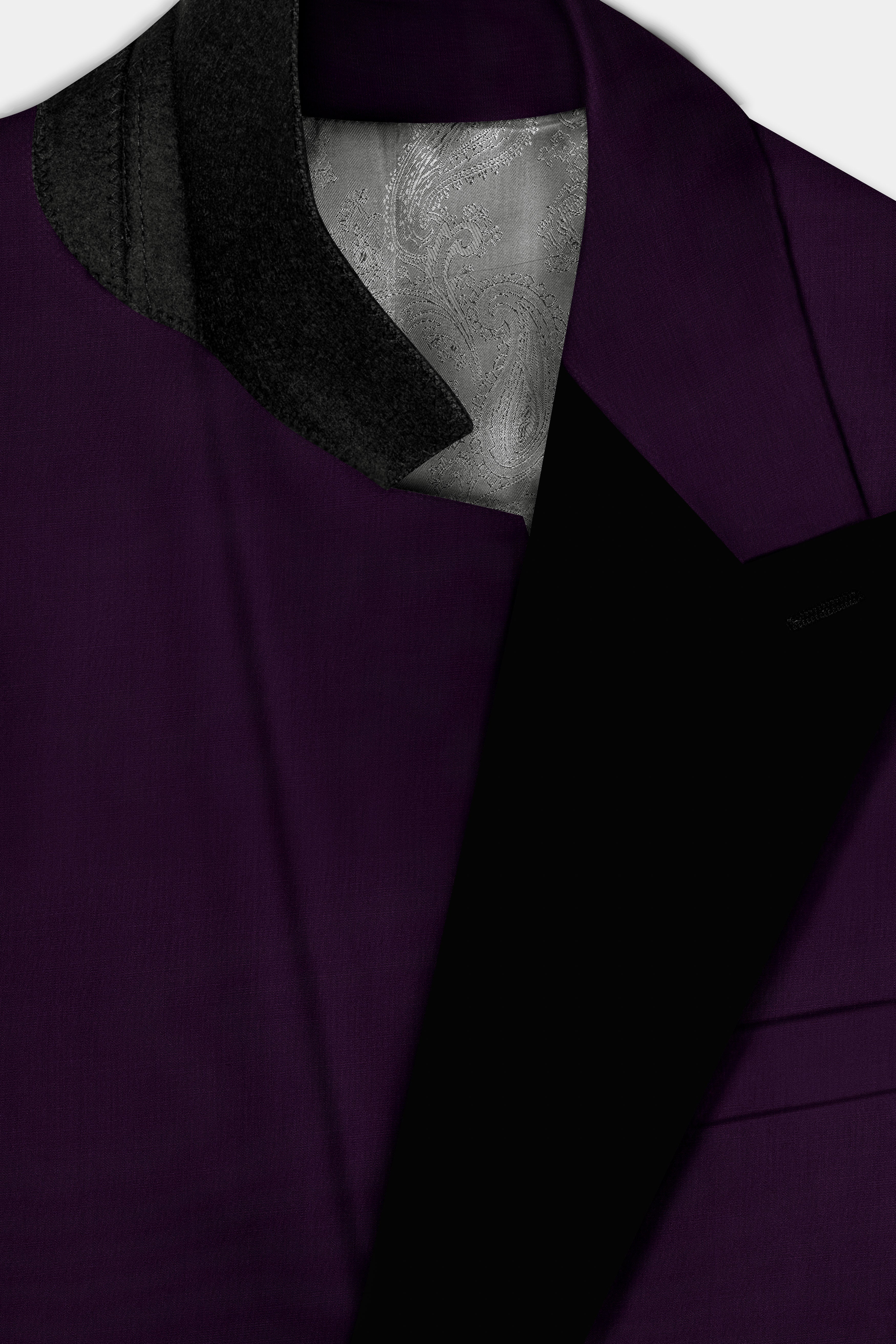 Regal Plum-Eggplant Purple Solid Wool Rich Peak Lapel Tuxedo Stretchable traveler Blazer