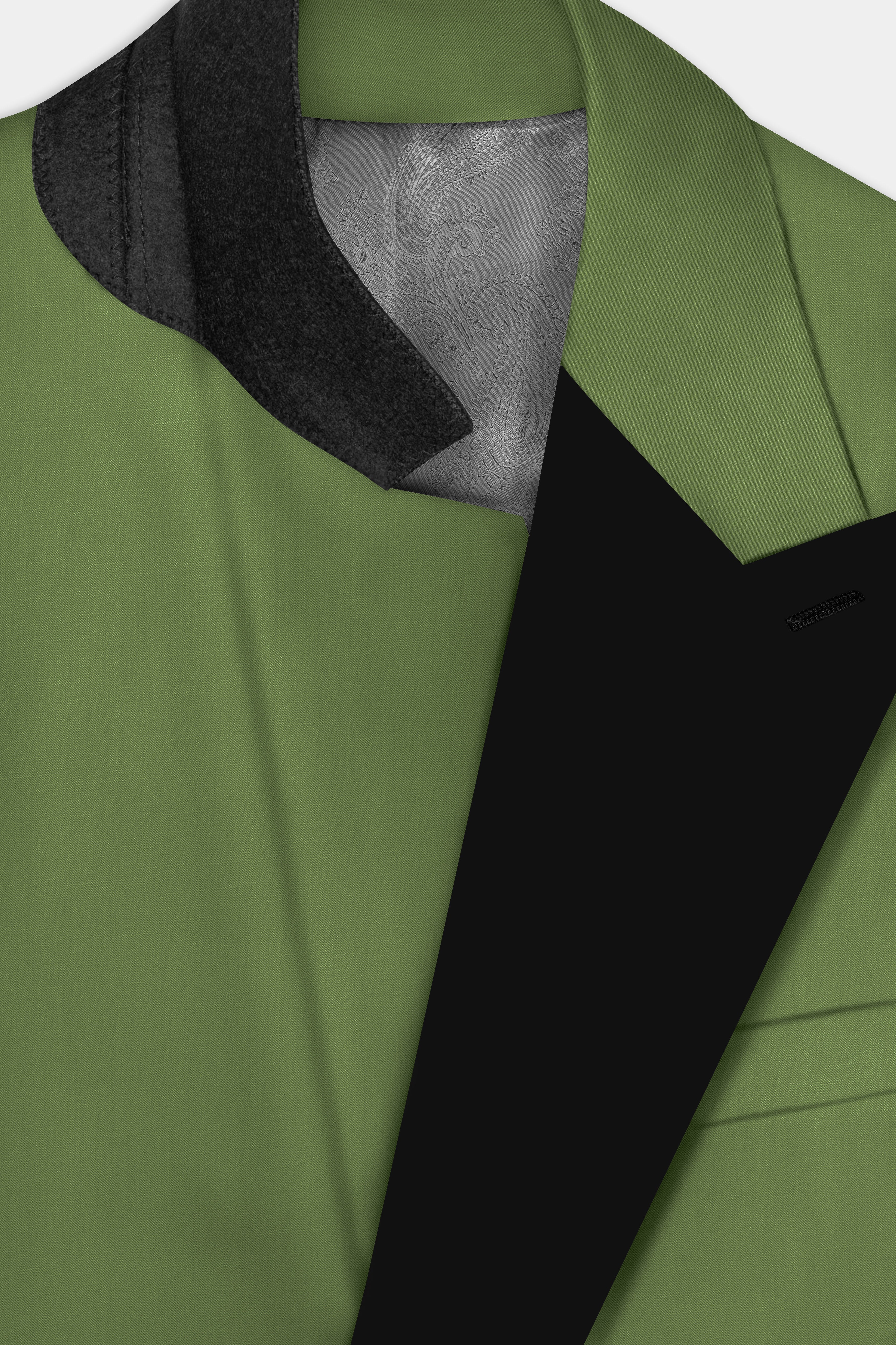 Sage Regal-Dingley Green Solid Wool Rich Peak Lapel Tuxedo Stretchable traveler Blazer