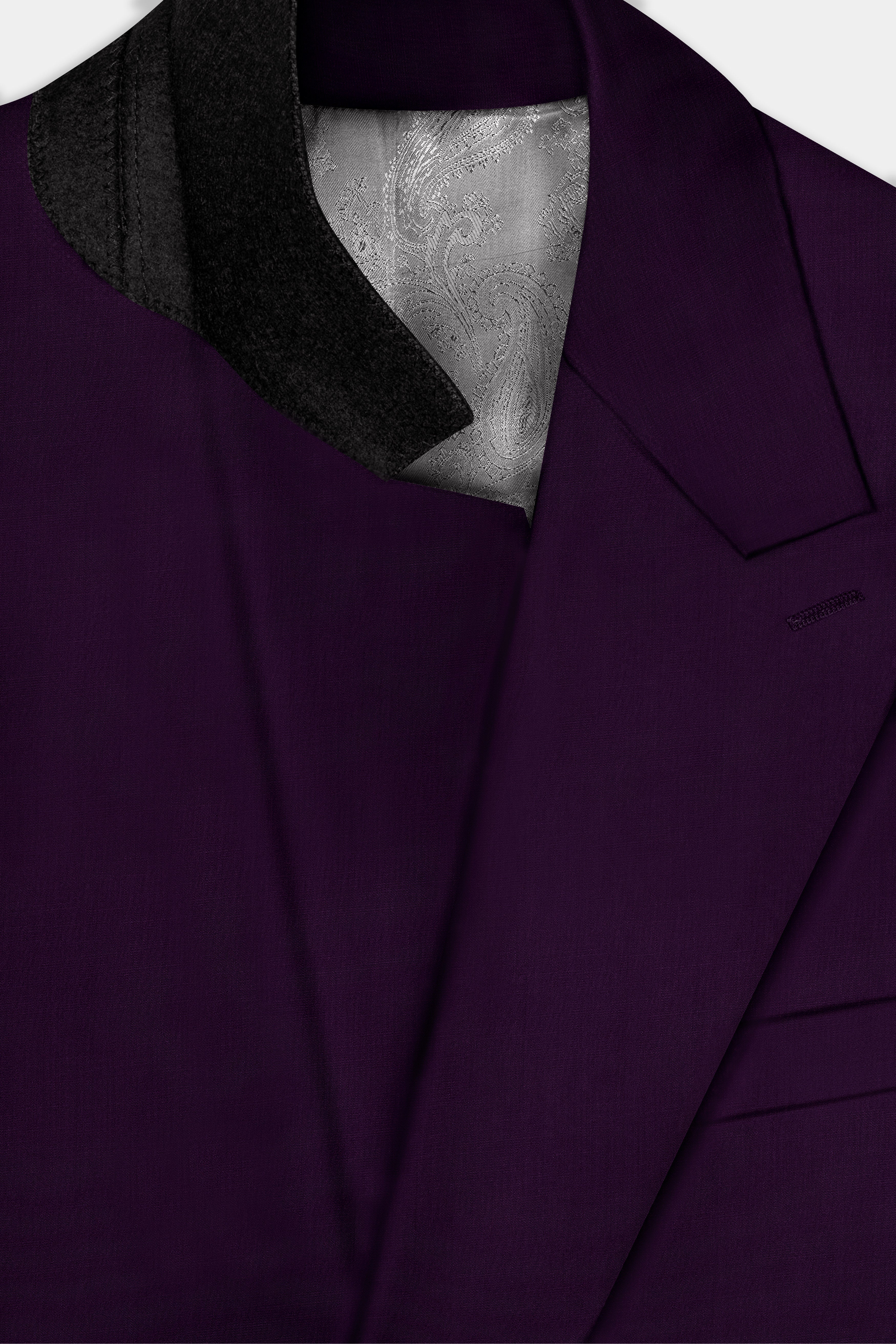 Regal Plum-Eggplant Purple Solid Wool Rich Double Breasted Stretchable traveler Blazer