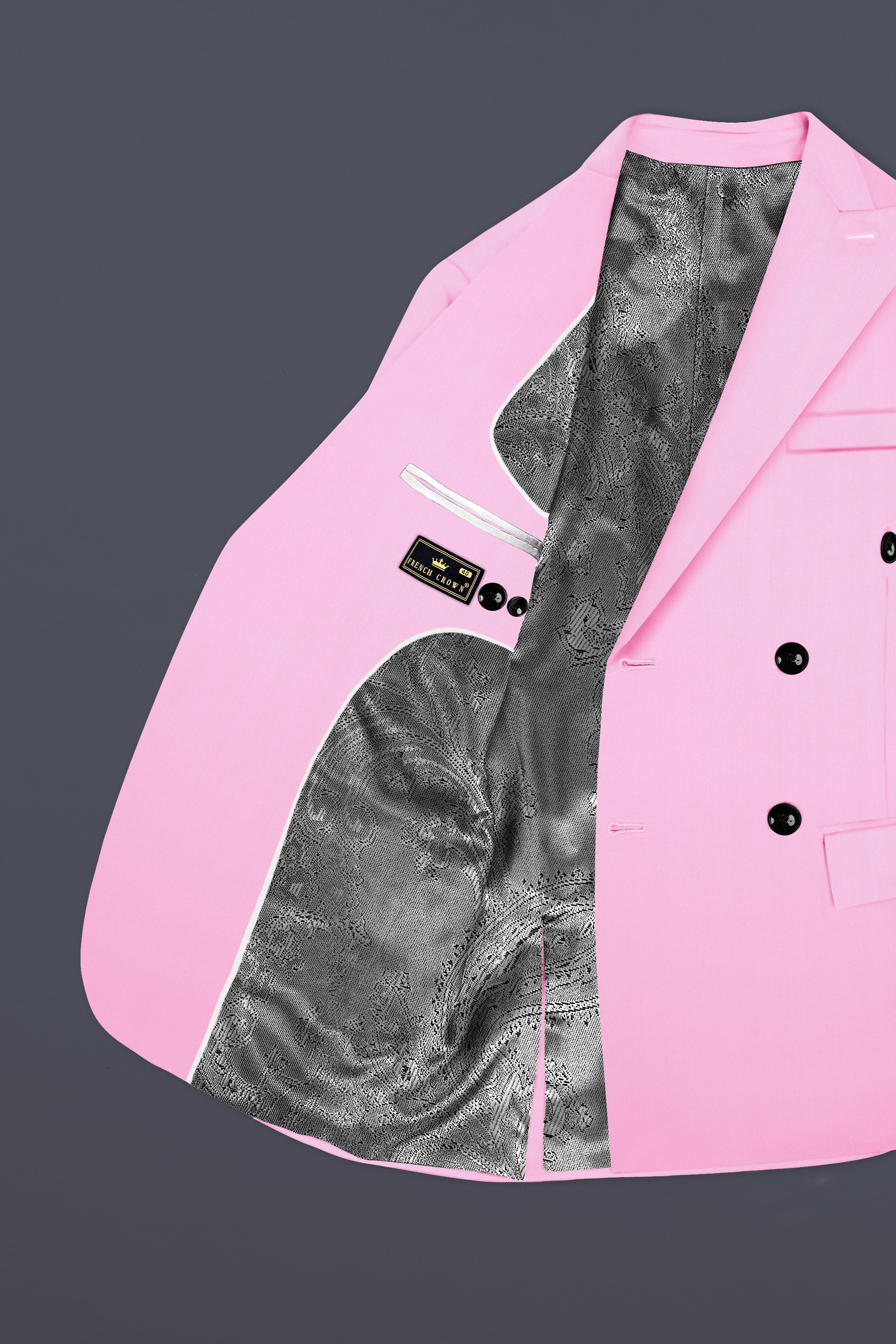 Rosé Reverie-Pestel Pink Solid Wool Rich Double Breasted Stretchable traveler Blazer