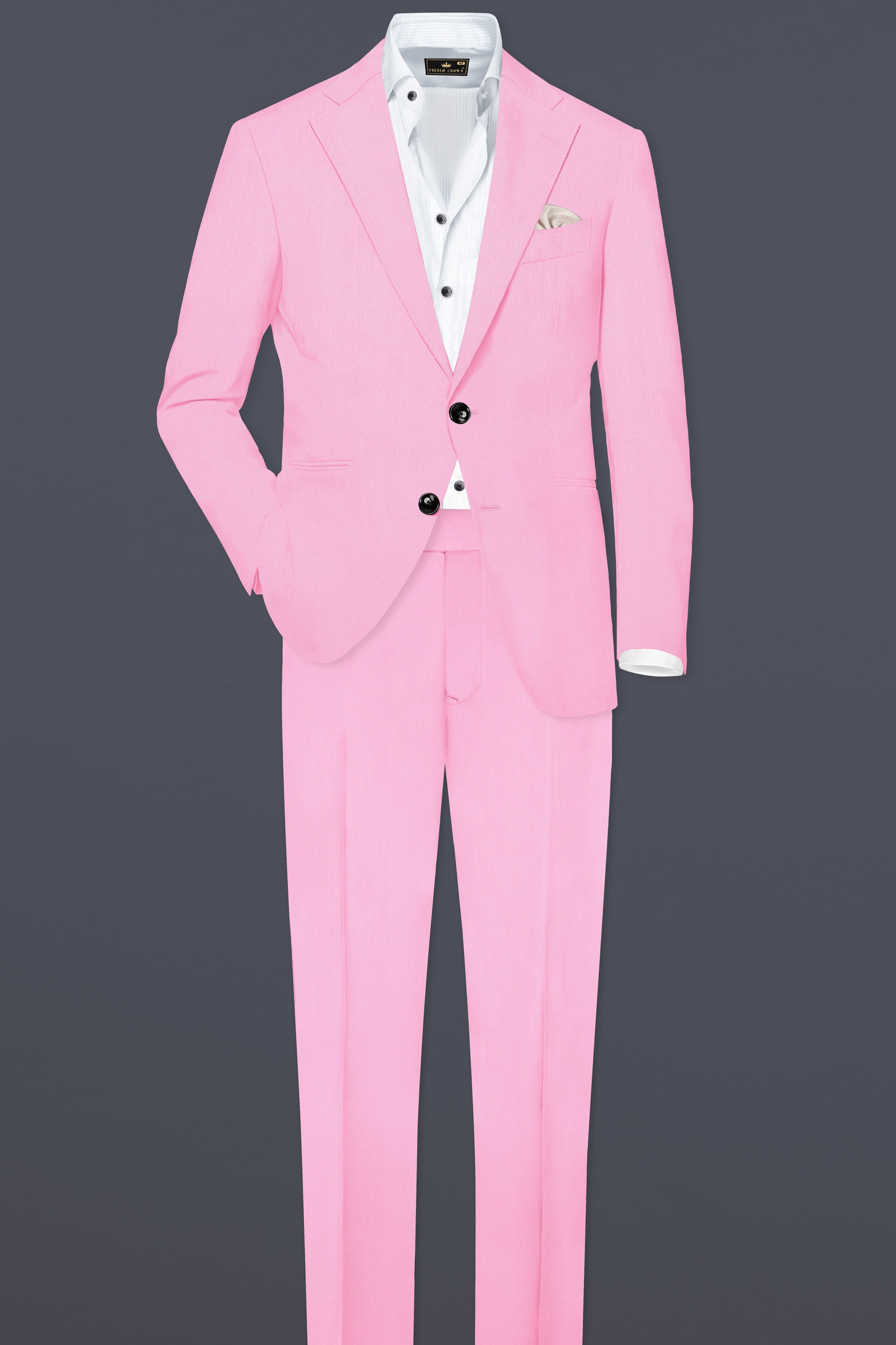 Rosé Reverie-Pestel Pink Solid Wool Rich Single Breasted Stretchable traveler Blazer