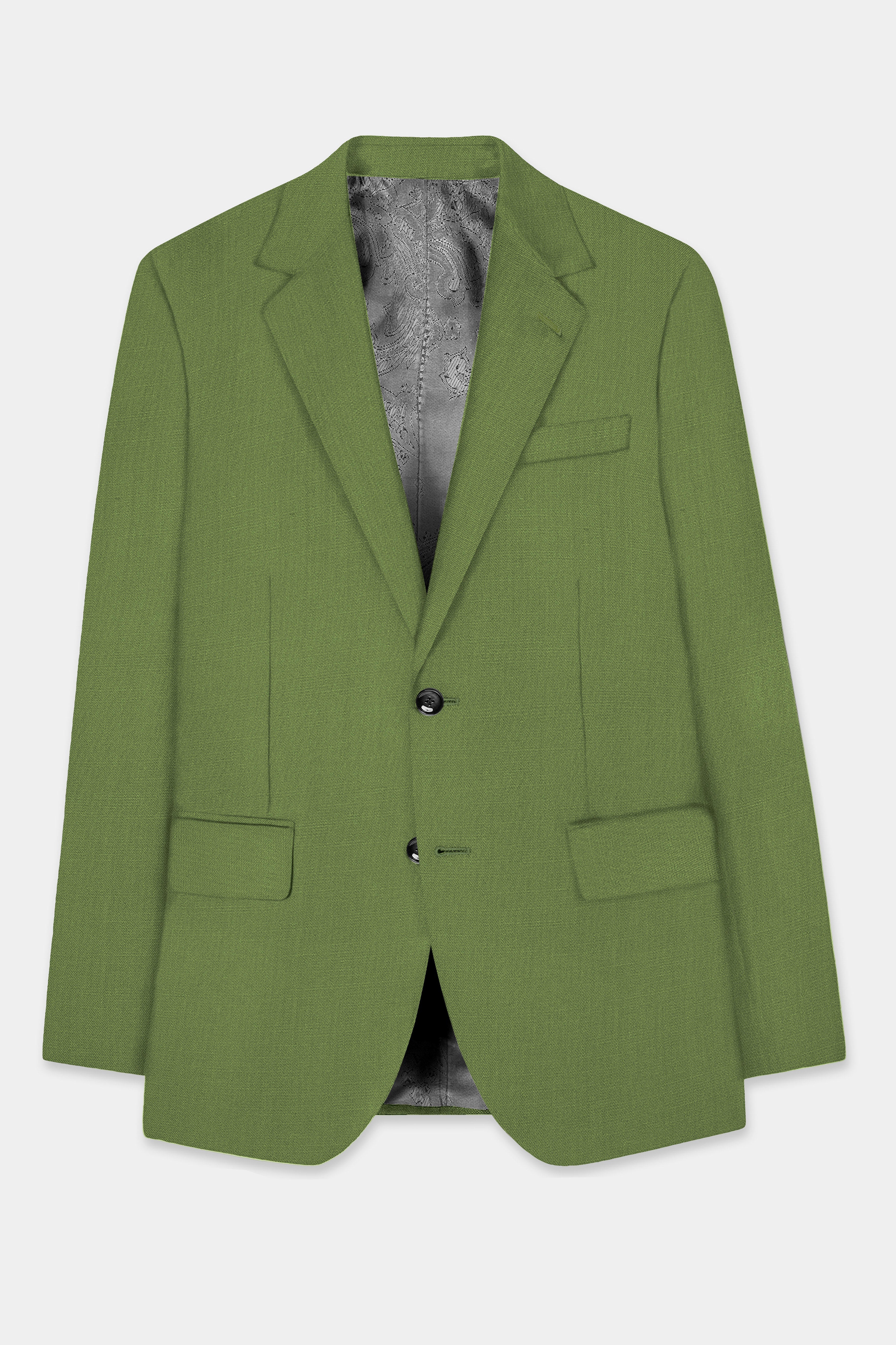 Sage Regal-Dingley Green Solid Wool Rich Single Breasted Stretchable traveler Blazer