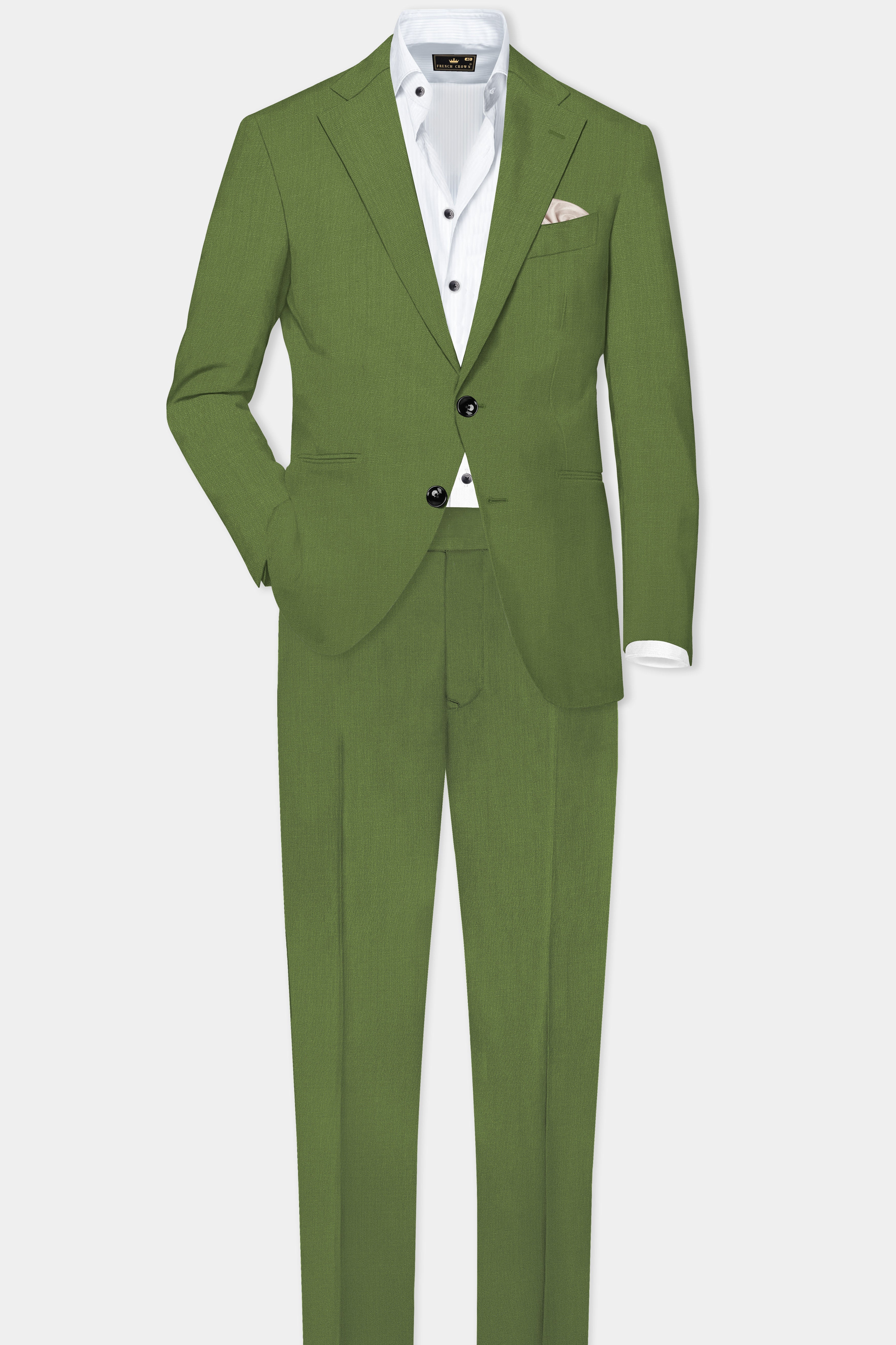 Sage Regal-Dingley Green Solid Wool Rich Single Breasted Stretchable traveler Blazer