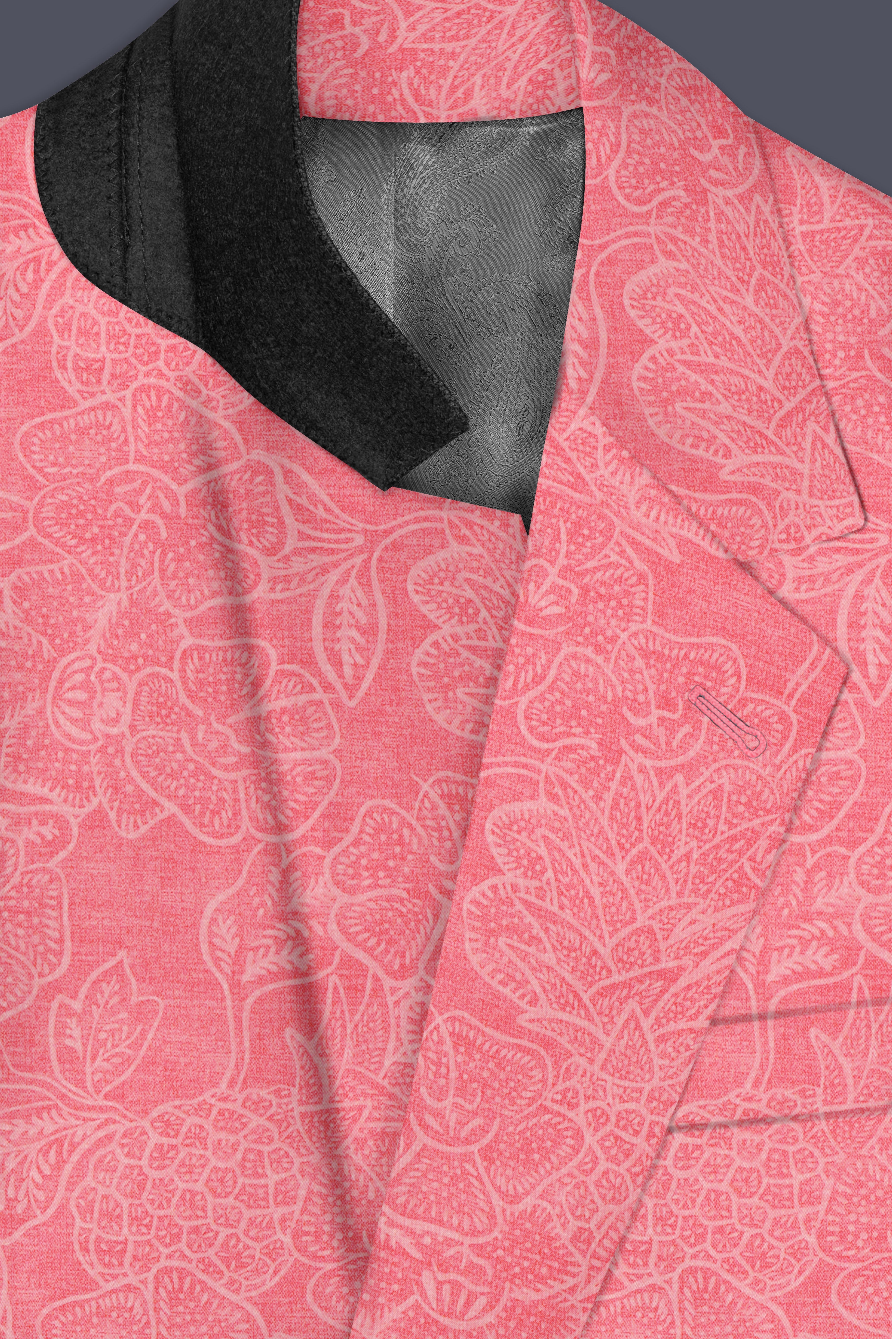 Springtide-Geraldine Pink Floral Printed Cotton Single Breasted Blazer