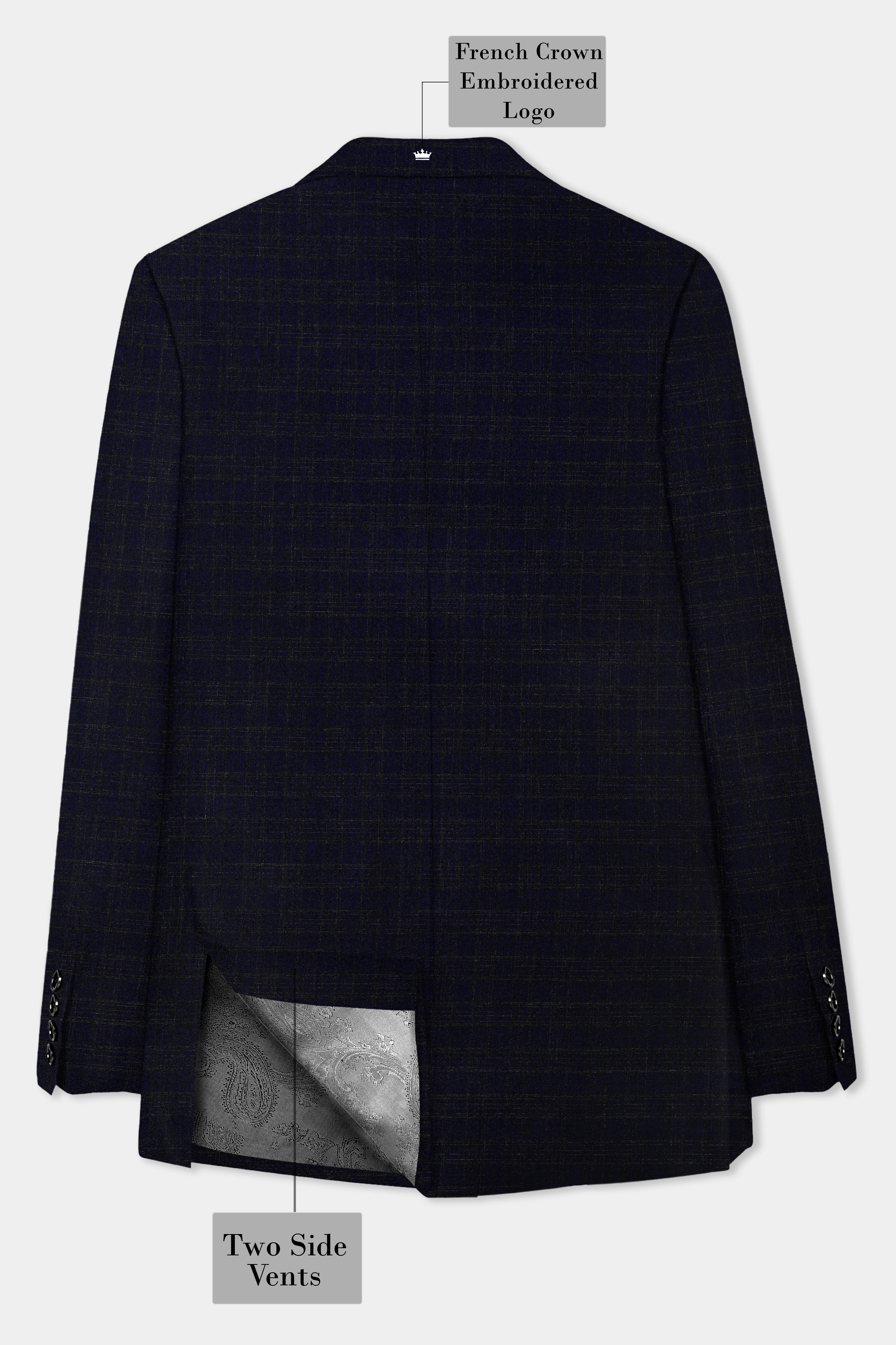 Ashford-Cinder Blue Plaid Wool Rich Single Breasted Blazer