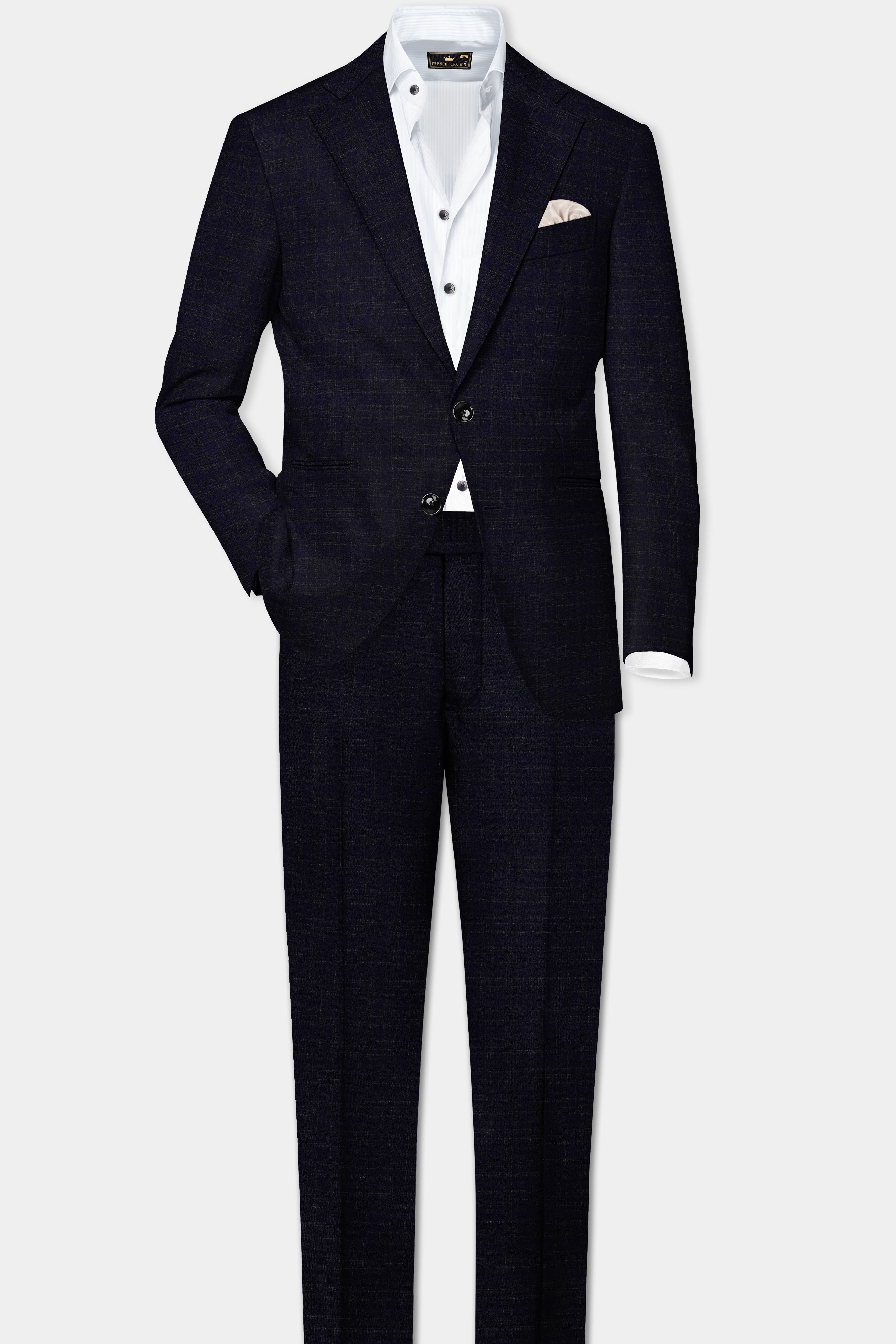 Ashford-Cinder Blue Plaid Wool Rich Single Breasted Blazer
